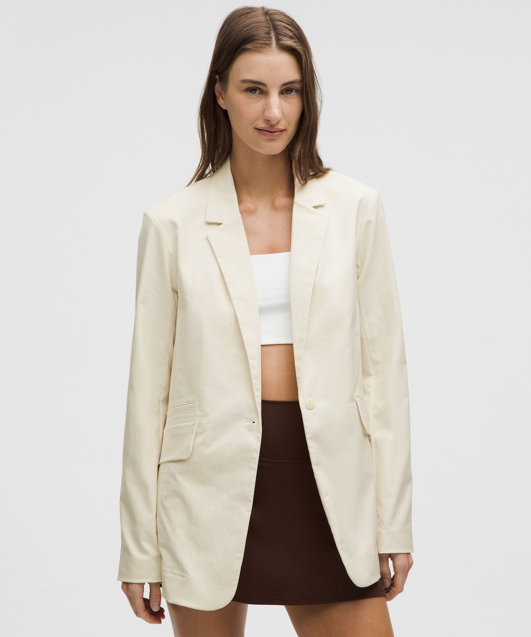 Relaxed-Fit Twill Blazer - White,Neutral