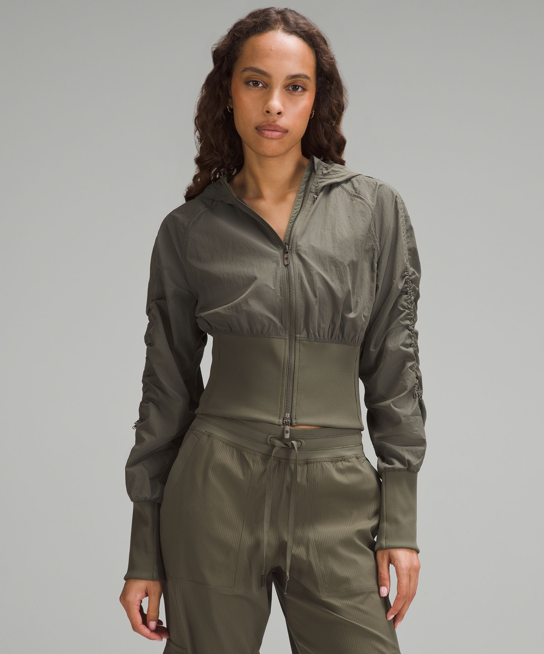 Ruched Ribbed-Waist Jacket | Women's Hoodies & Sweatshirts