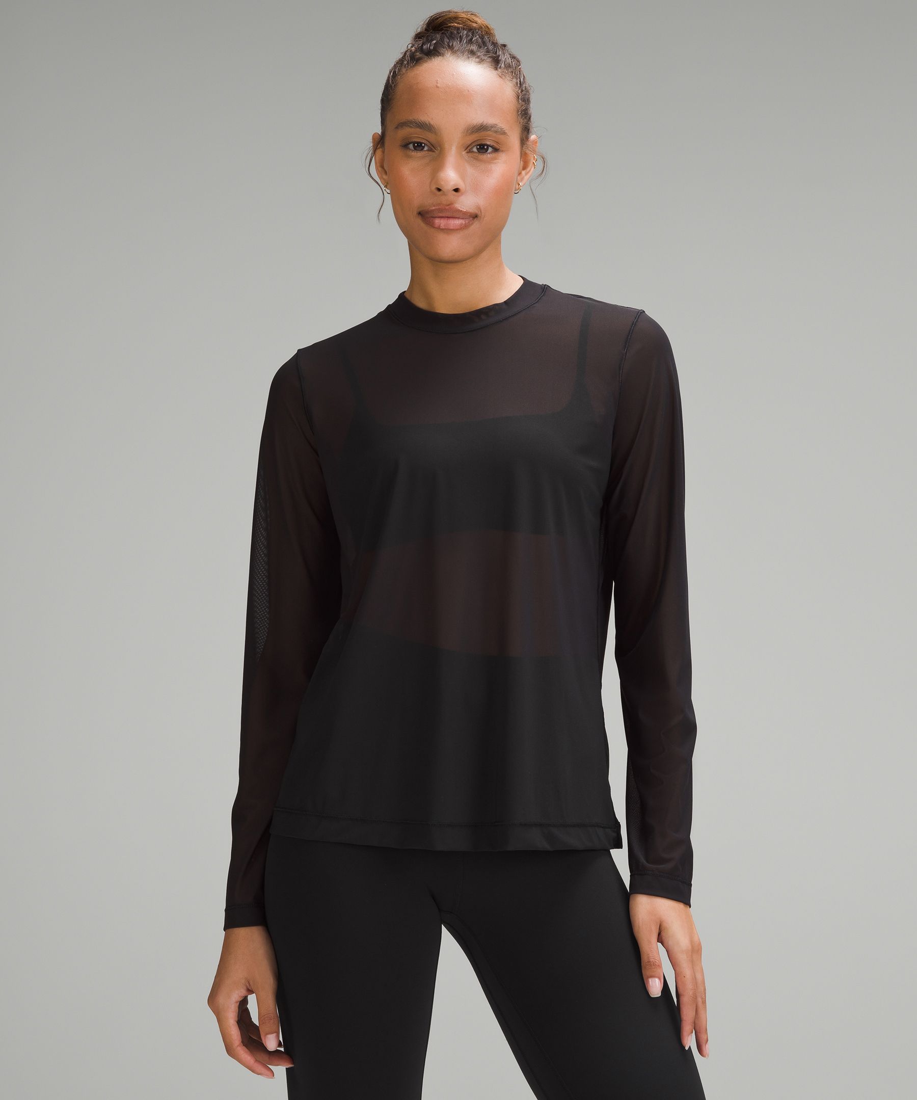 Lululemon Keyhole Mesh Long-sleeve Shirt In Black