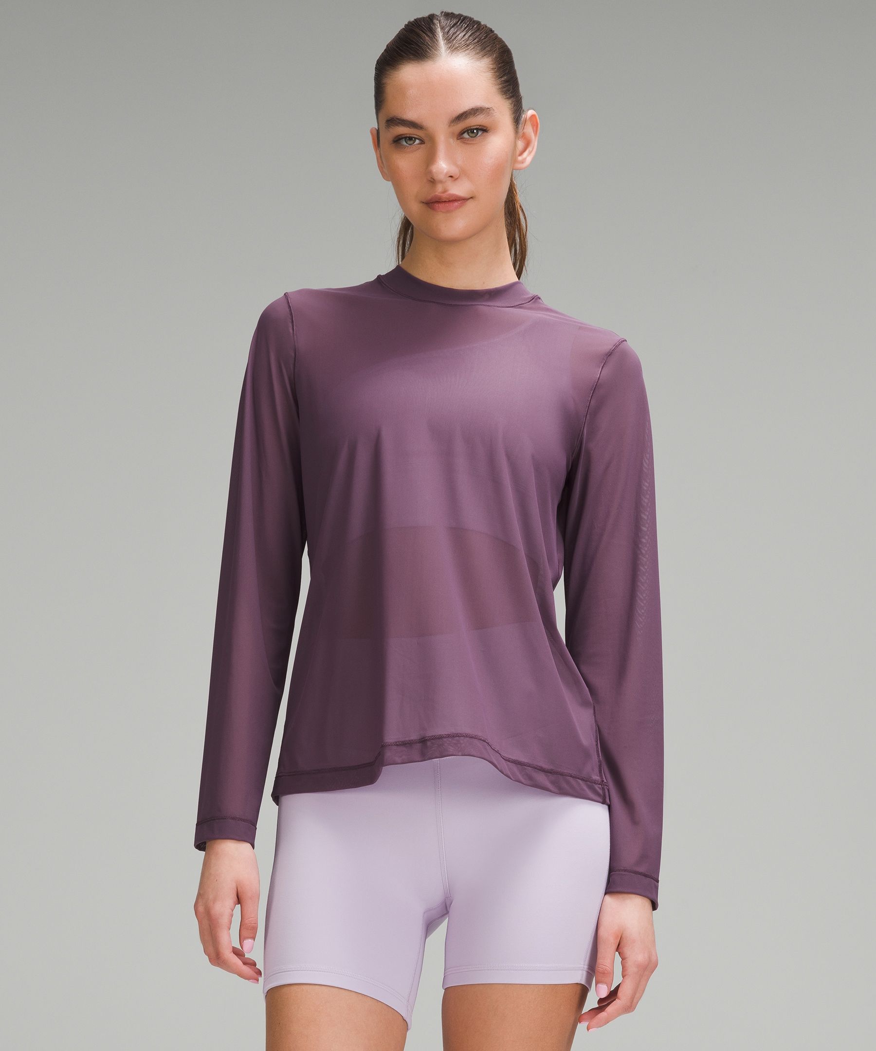 Lululemon Womens Size 10/12 Purple Long Sleeve Shirt Rustic Cuff Logo  Thumbholes