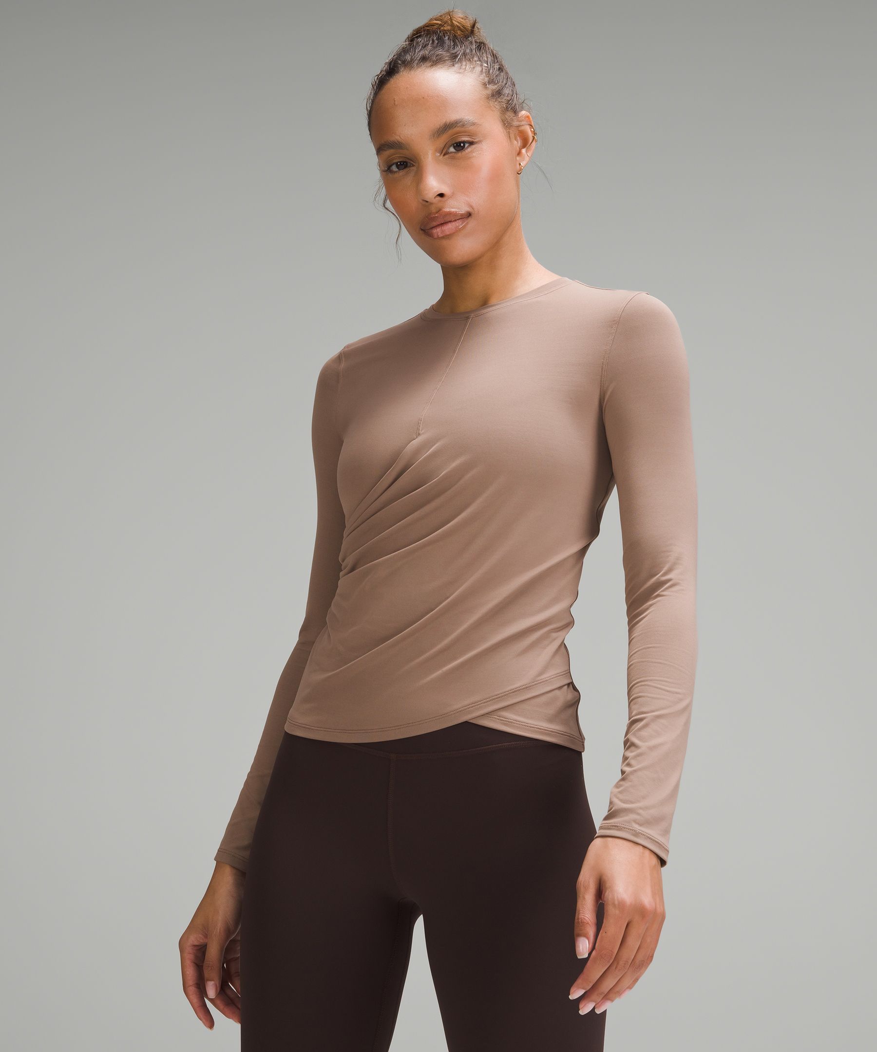 Shop Lululemon Light Smoothcover Wrap-front Long-sleeve Shirt