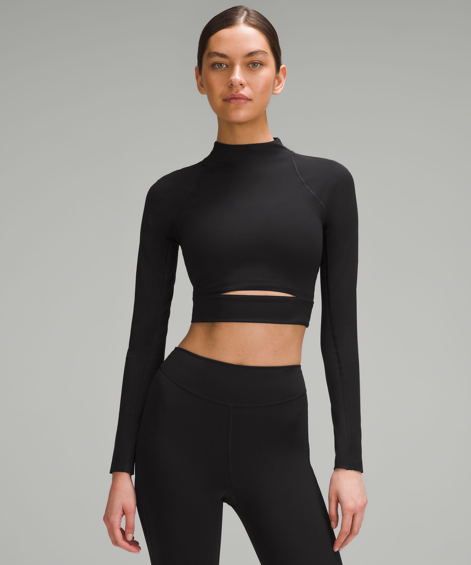 Shop Lululemon Nulux High-neck Cropped Track Long-sleeve Shirt