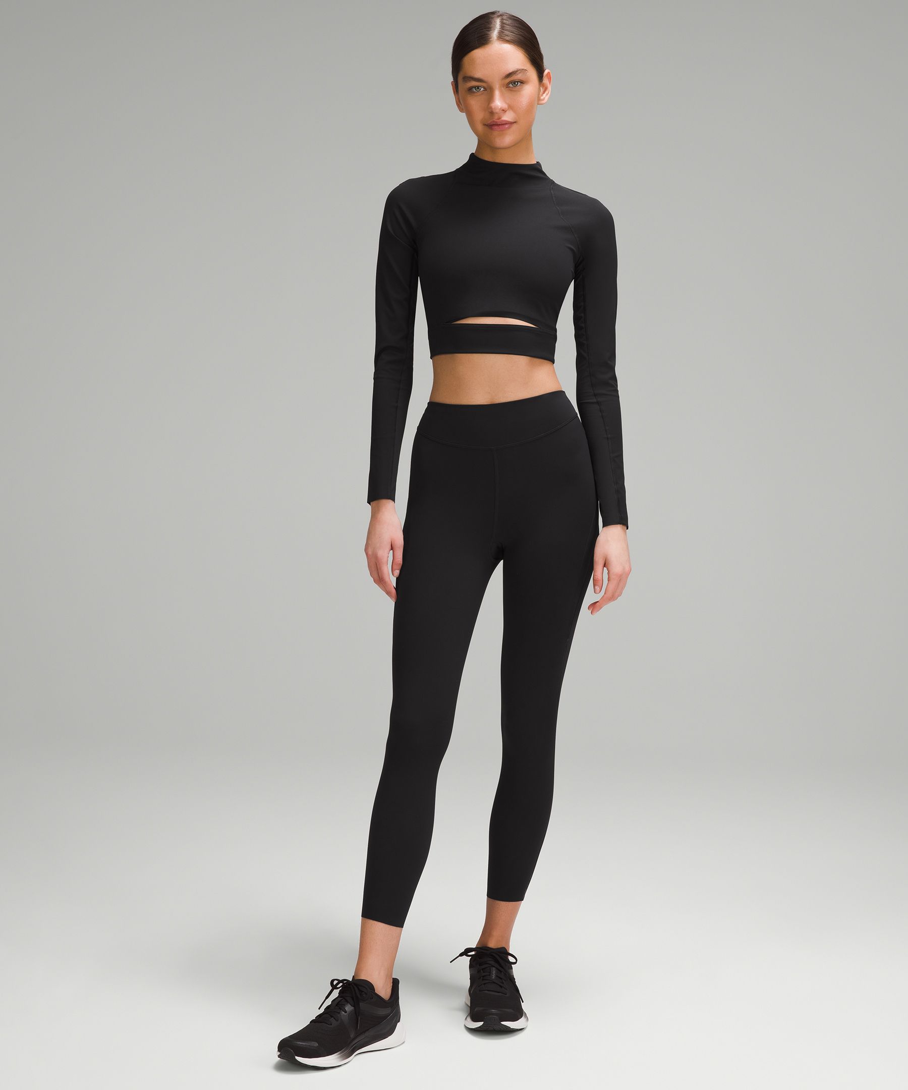 Shop Lululemon Nulux High-neck Cropped Track Long-sleeve Shirt