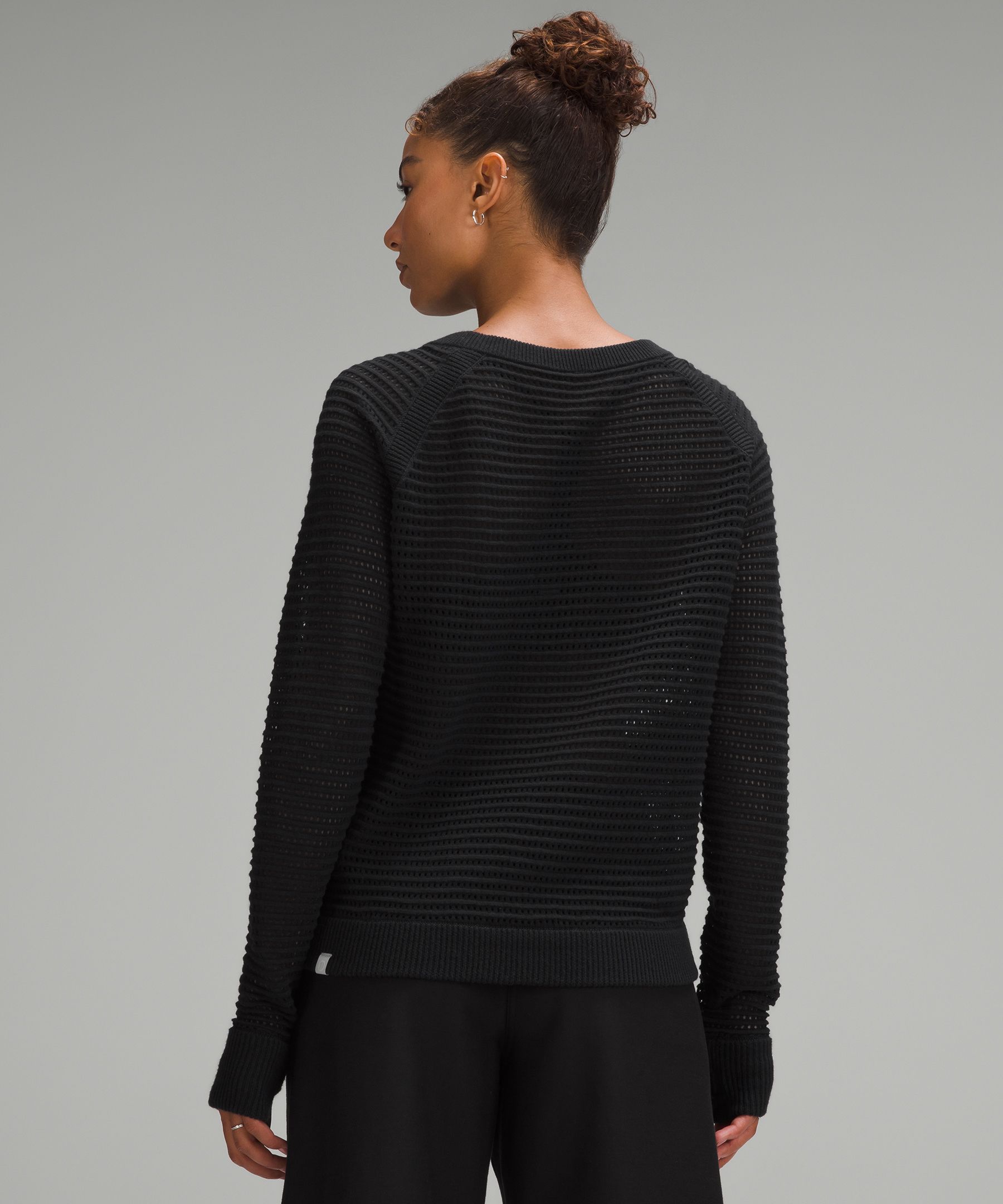 Shop Lululemon Pointelle-knit Cotton Sweater