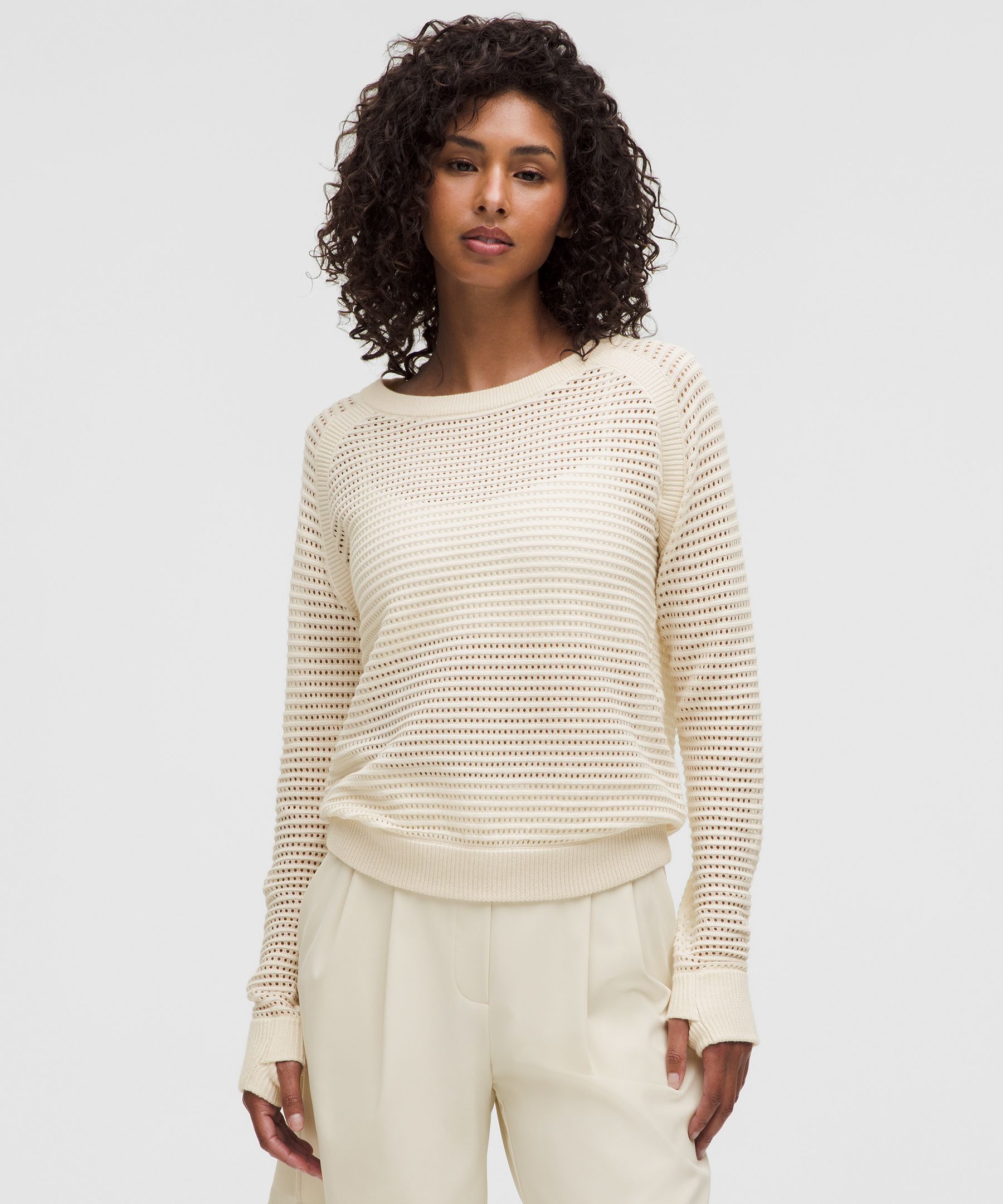 Pointelle-Knit Cotton Sweater