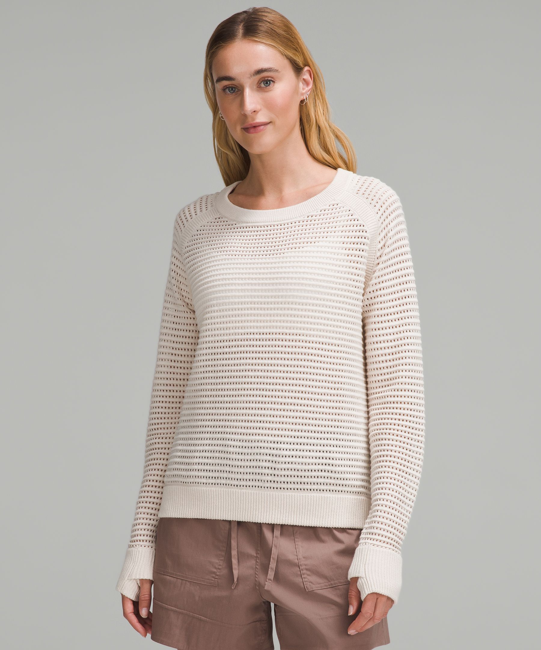 Pointelle-Knit Cotton Sweater