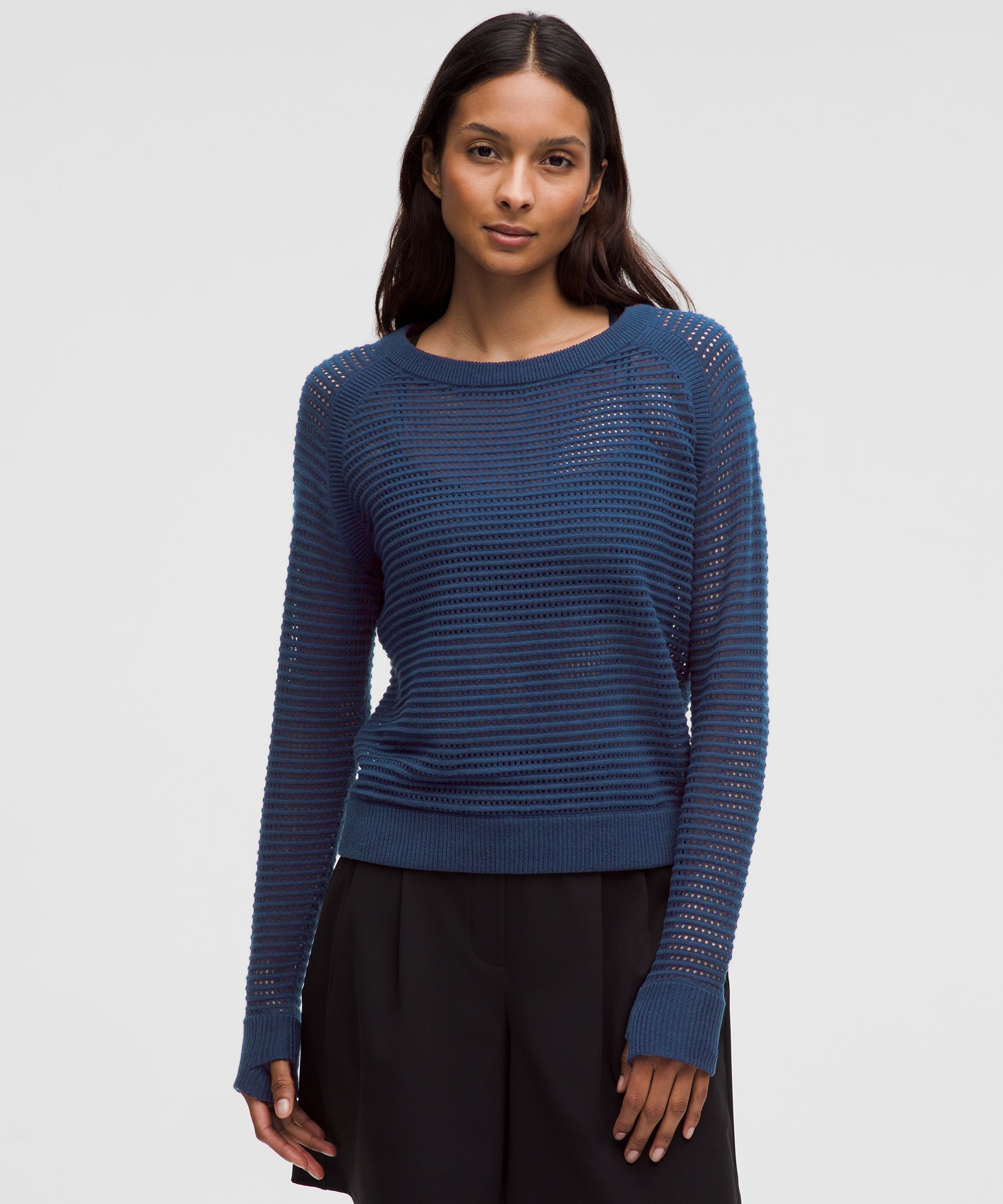 Pointelle-Knit Cotton Sweater