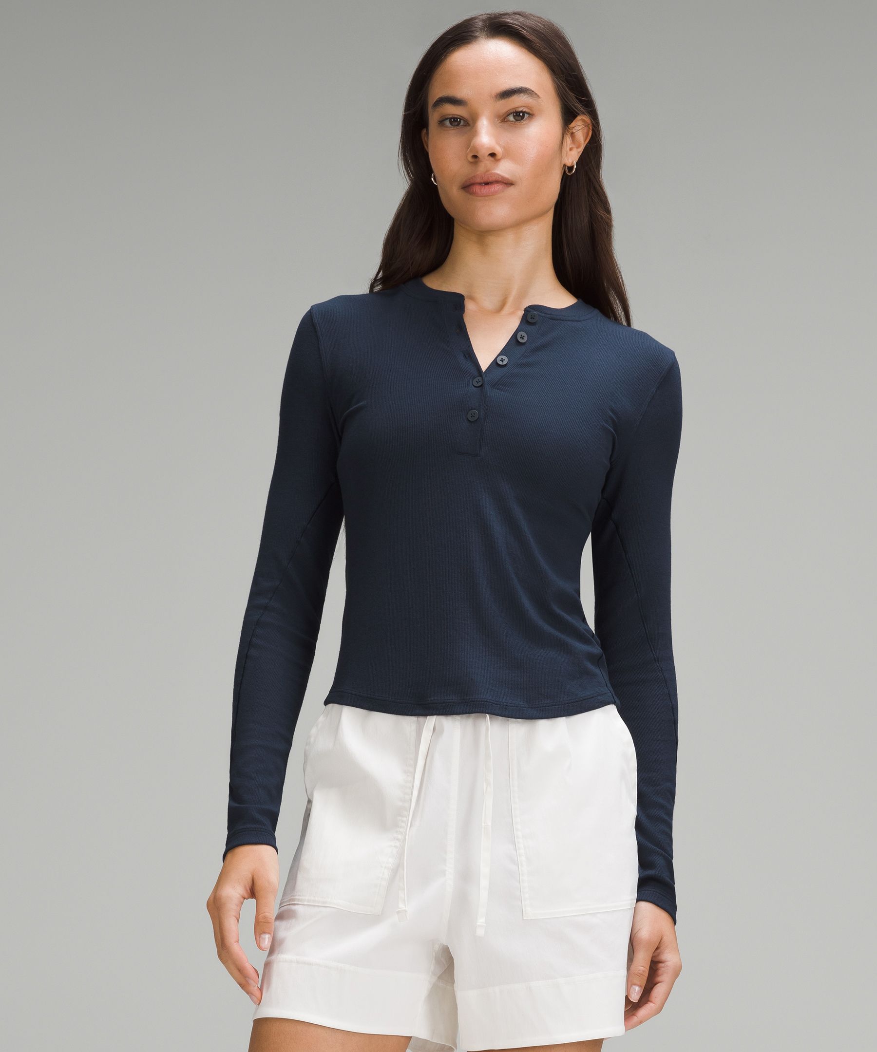 Hold Tight Long-Sleeve Henley - Navy,Blue