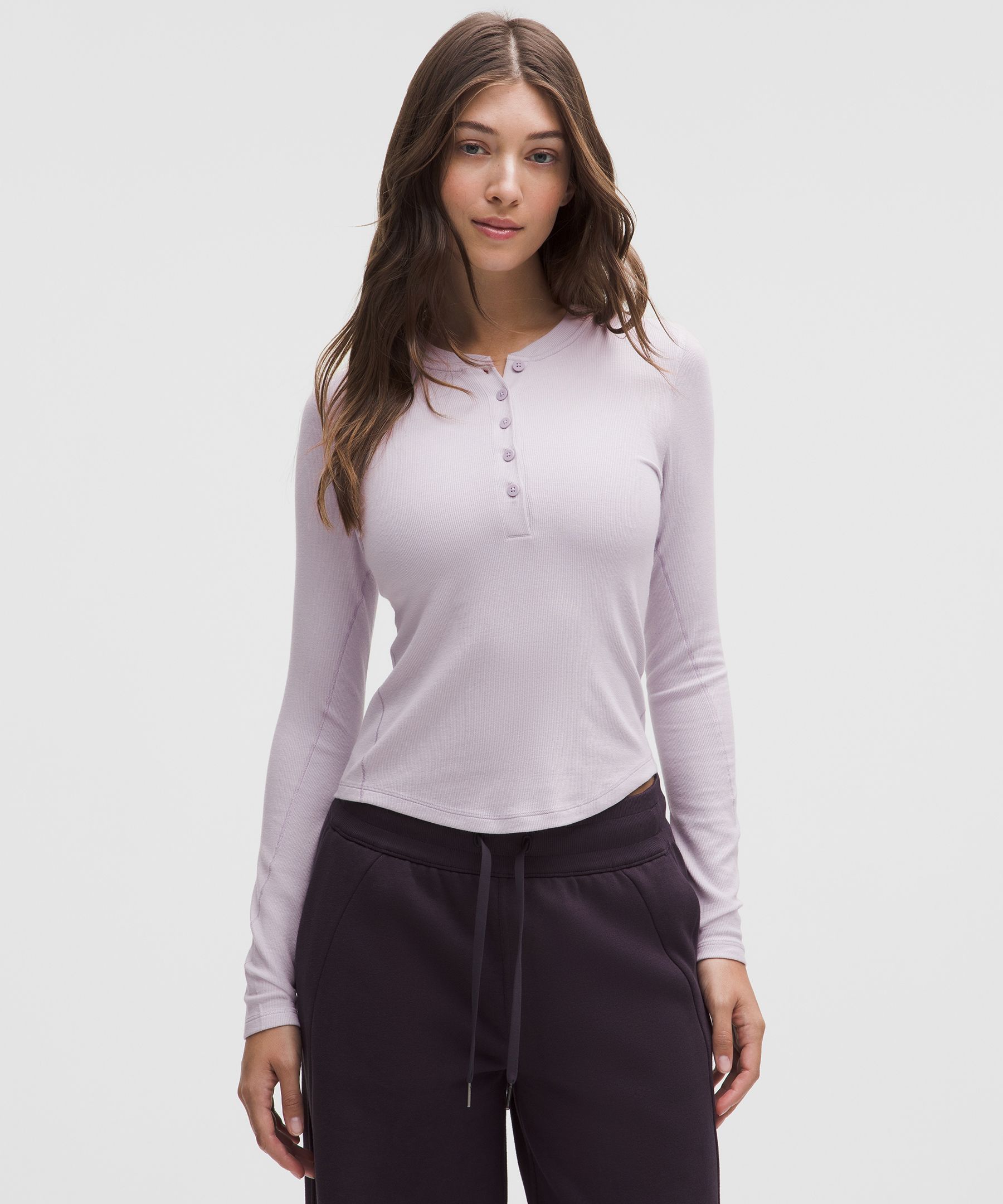 Lululemon Hold Tight Long-sleeve Henley In Purple
