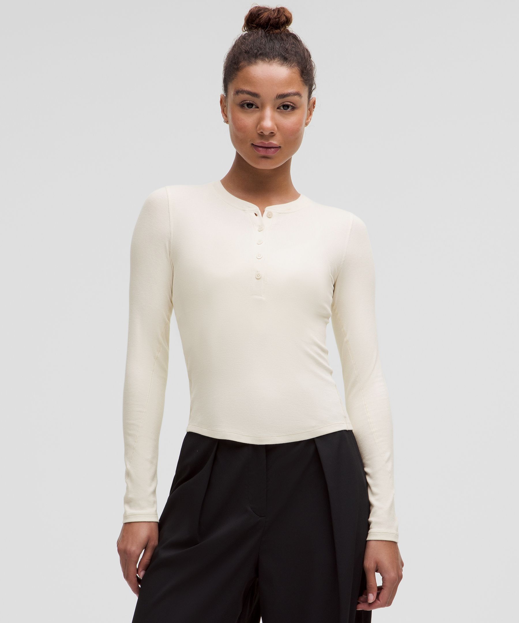 Hold Tight Long-Sleeve Henley - White,Neutral