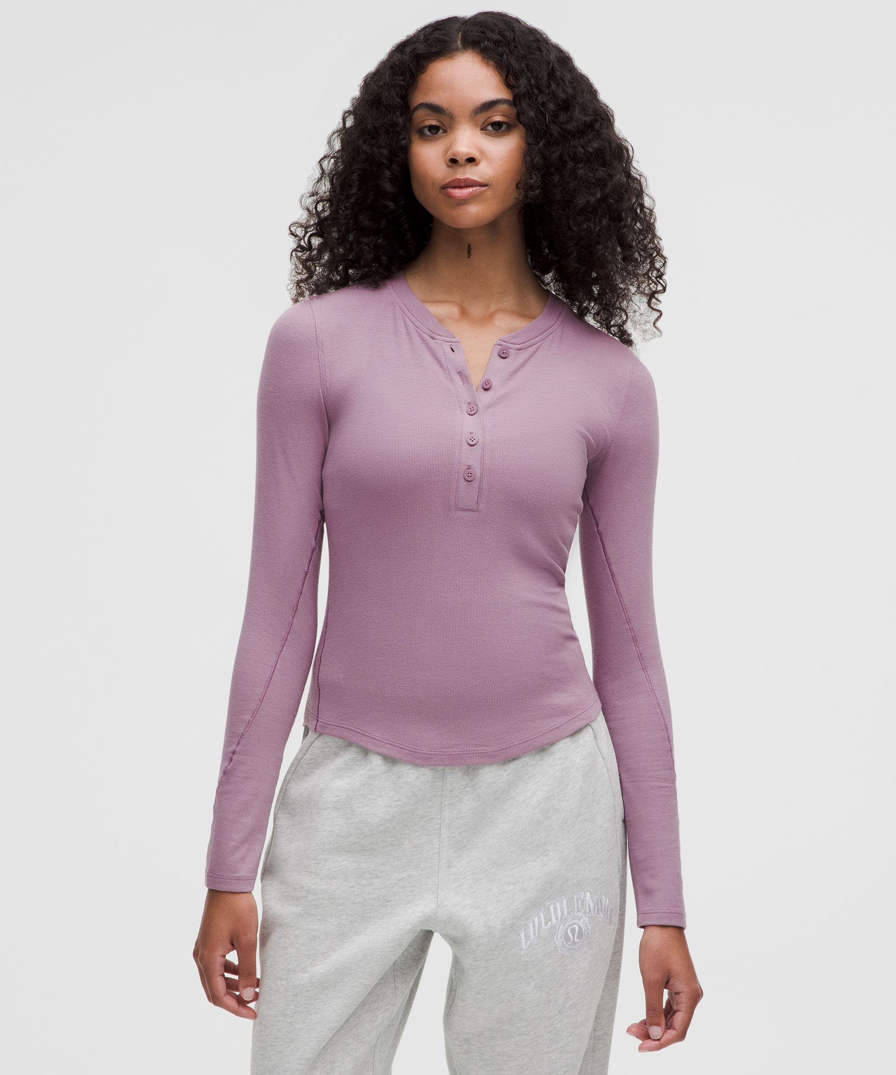 Hold Tight Long-Sleeve Henley - Purple