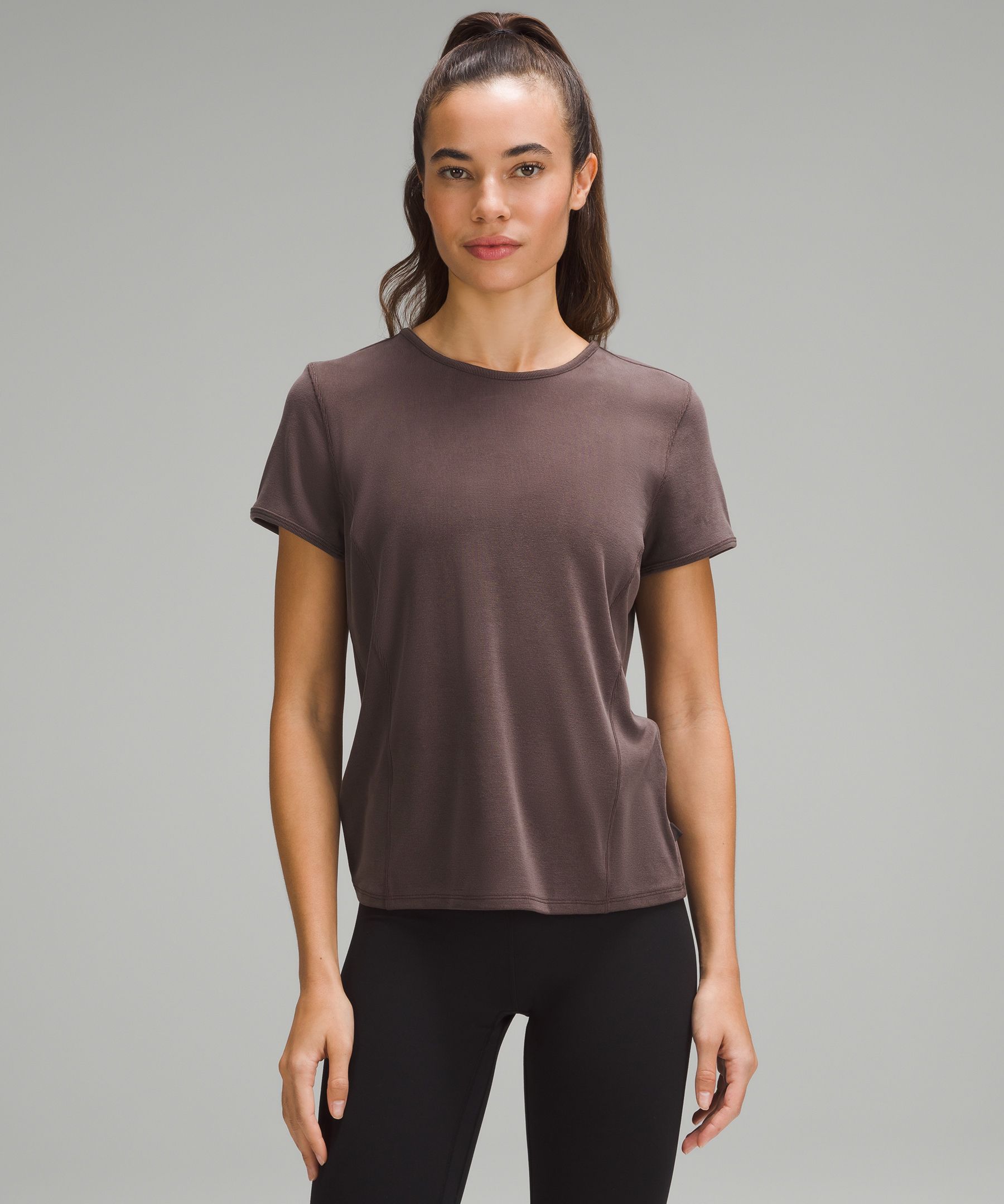 Twist-Back Soft Ribbed Short-Sleeve Top