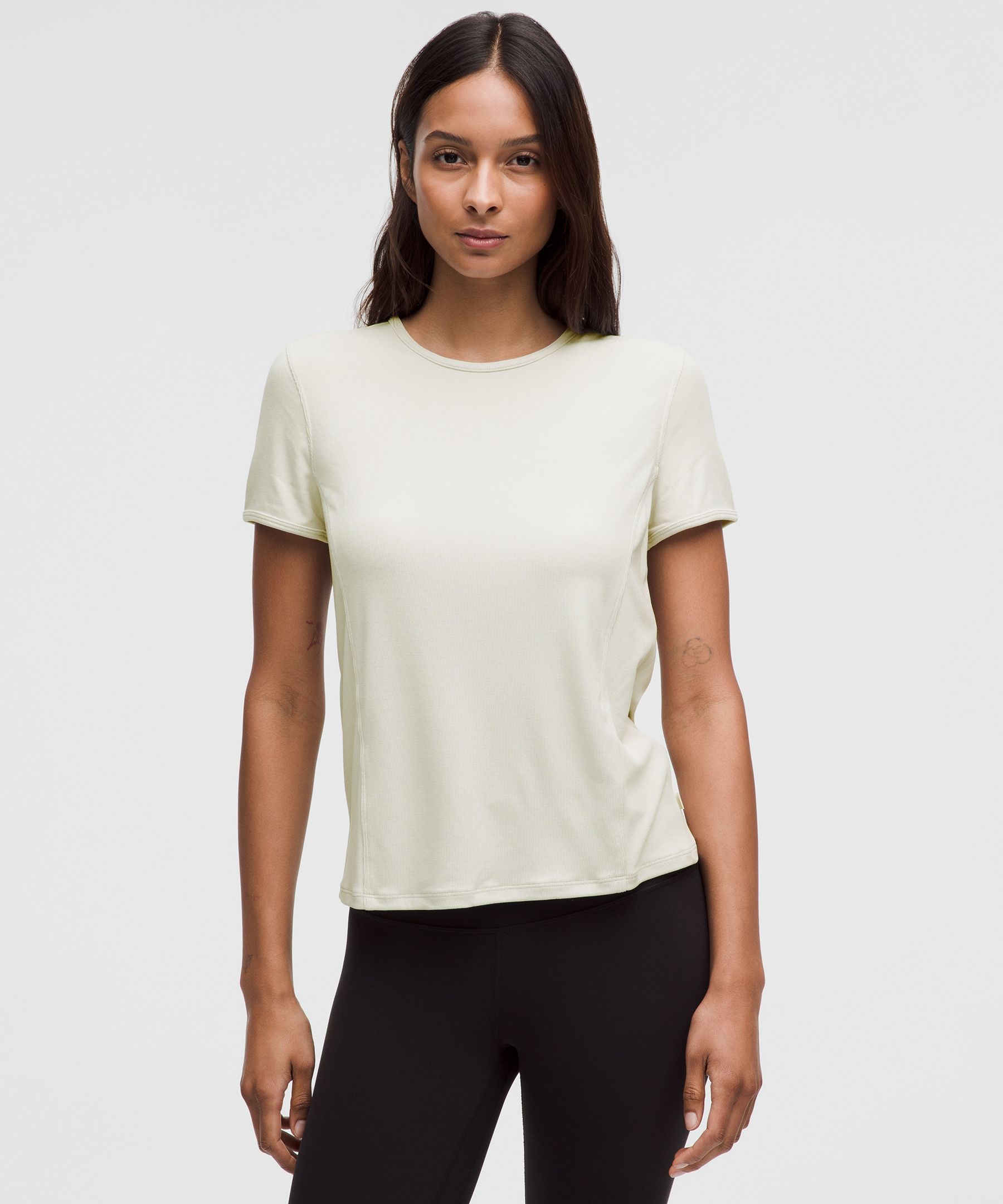 Twist-Back Soft Ribbed Short-Sleeve Top