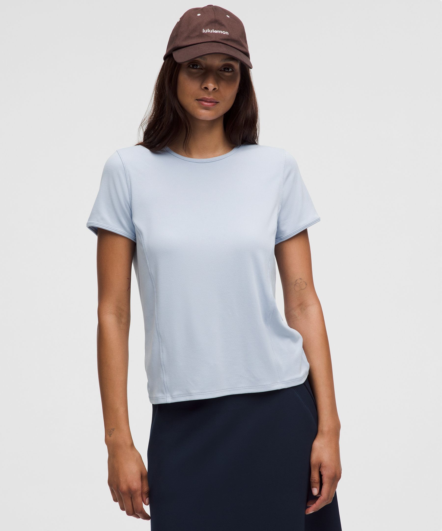 Twist-Back Soft Ribbed Short-Sleeve Top