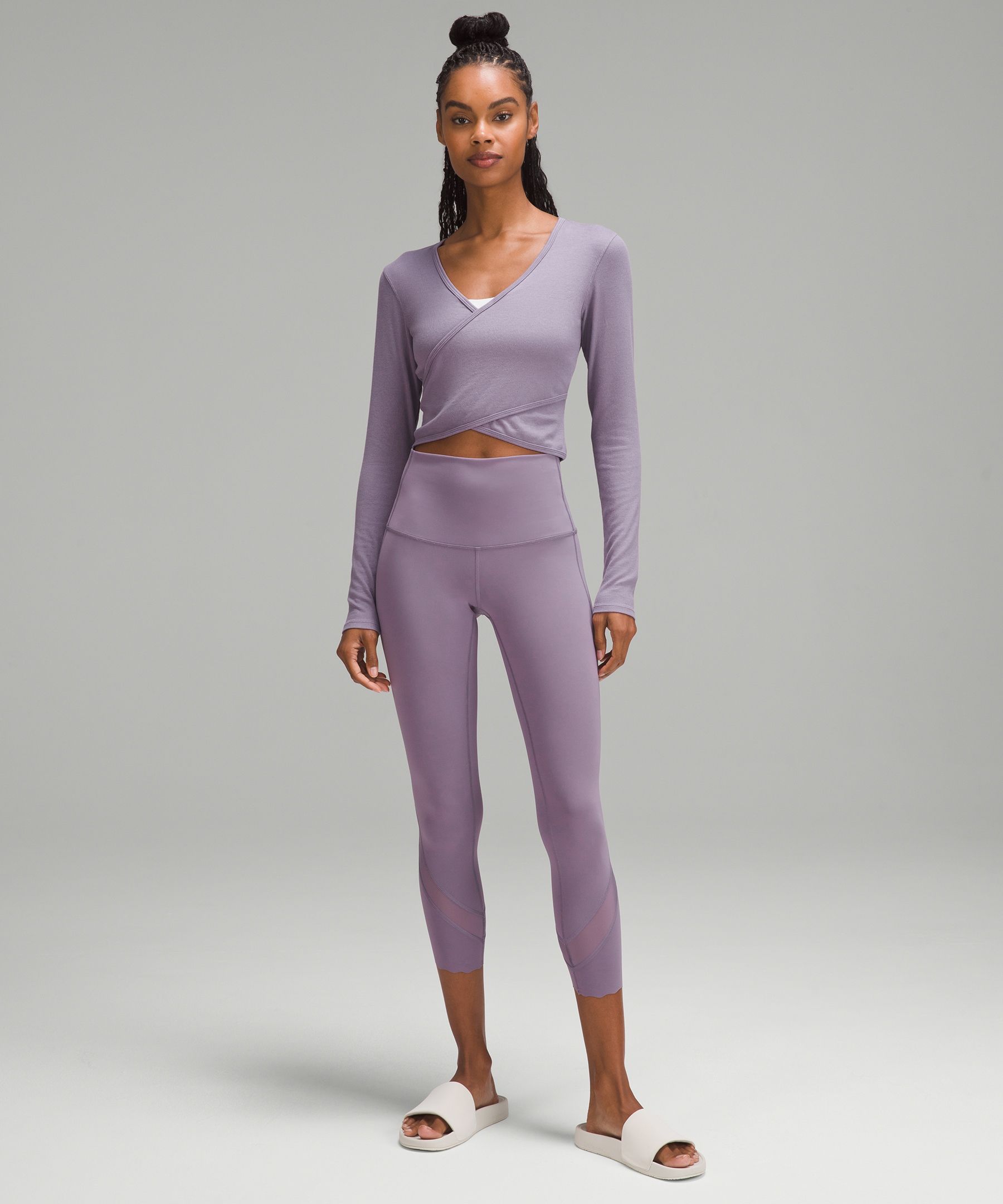 Rosewood crop top sports stretch comfort ribbed long sleeve - Horizons  Lointains