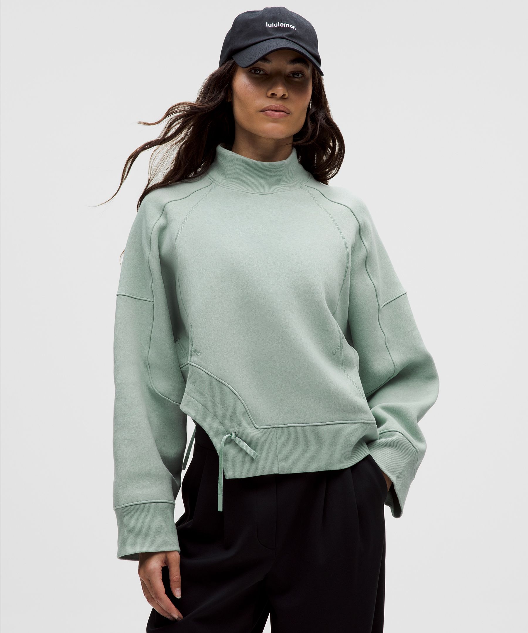 Plush Fleece Curved Hem Pullover