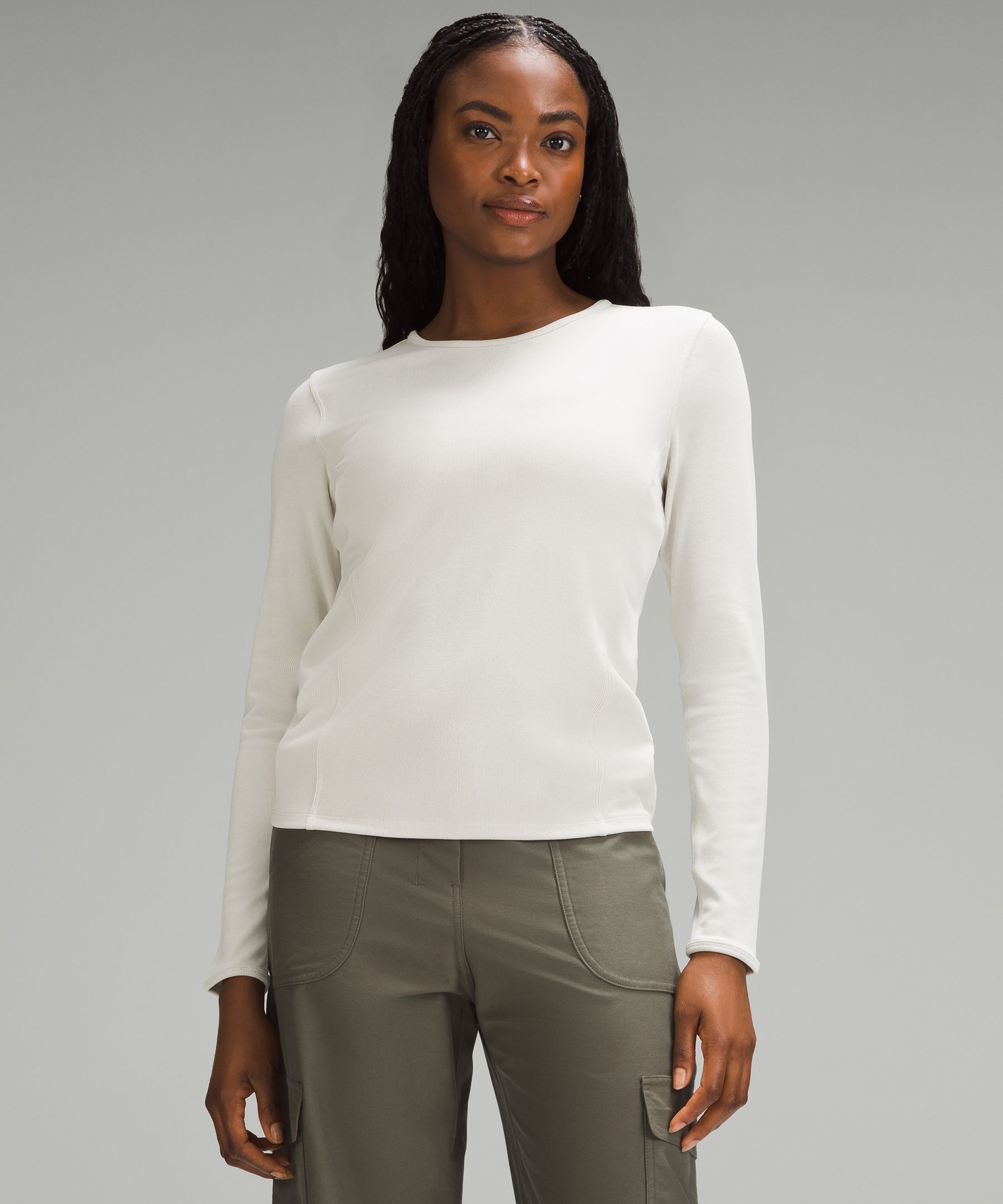 SOFT RIBBED CREW NECK LONG SLEEVE T-SHIRT