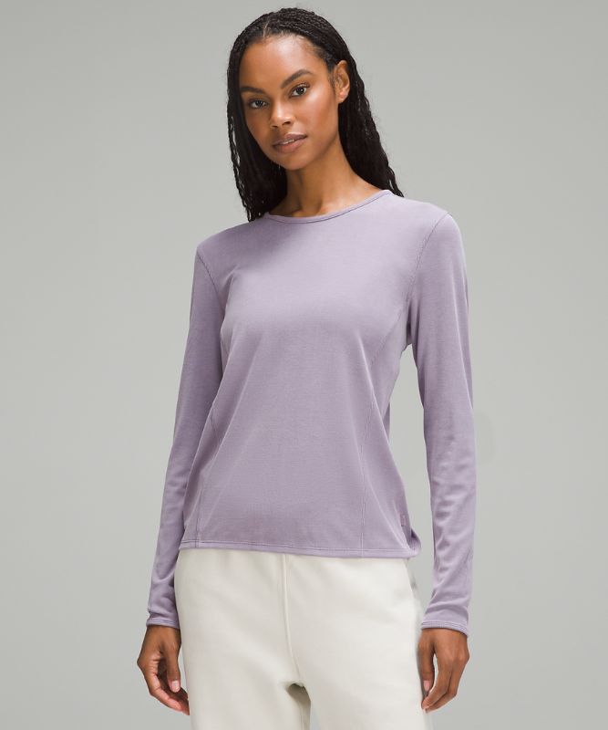 Twist-Back Soft Ribbed Long-Sleeve Top