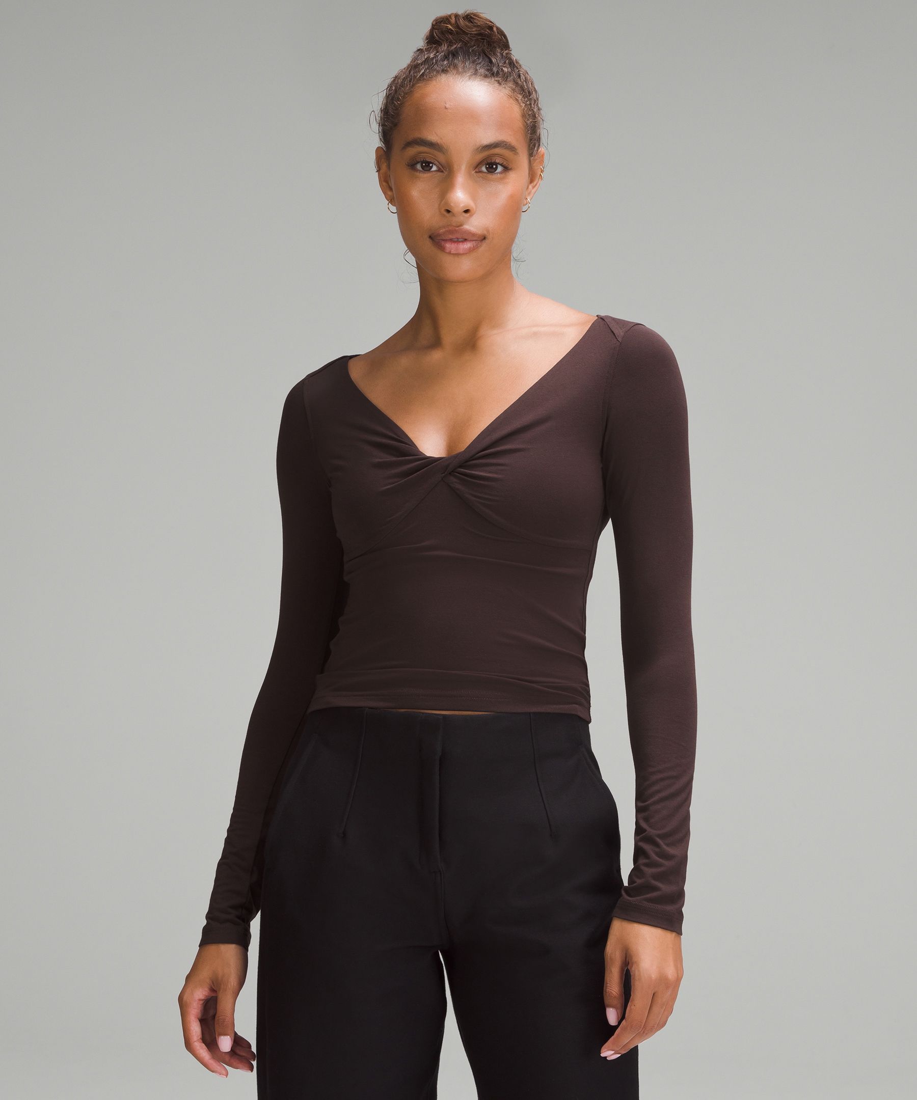 Modal Silk Twist-Back Yoga Long-Sleeve Shirt