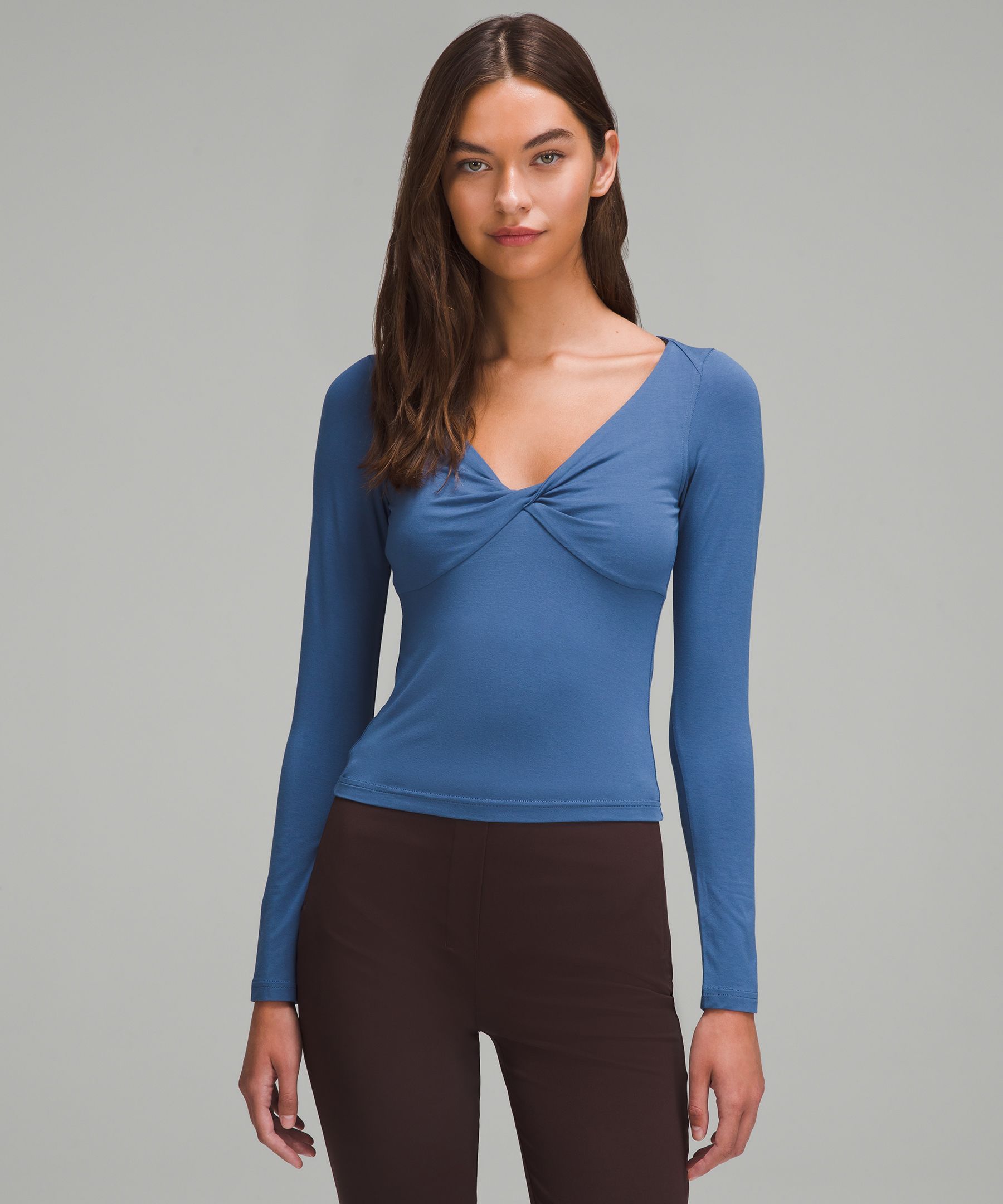 Potential dupe for Modal-Silk Blend V-Neck Long-Sleeve Shirt : r/lululemon