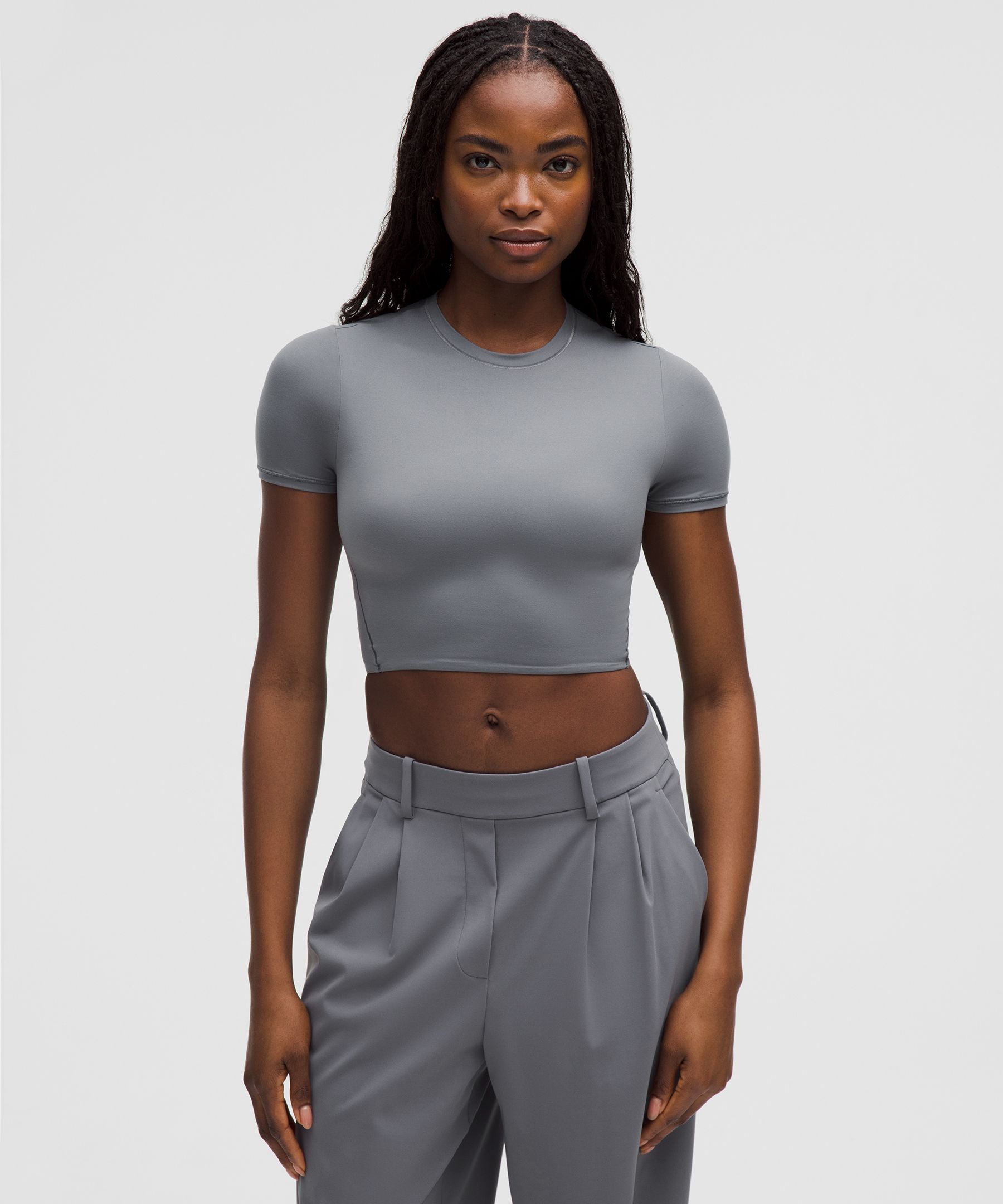 Wundermost Ultra-Soft Nulu Crewneck Cropped T-Shirt