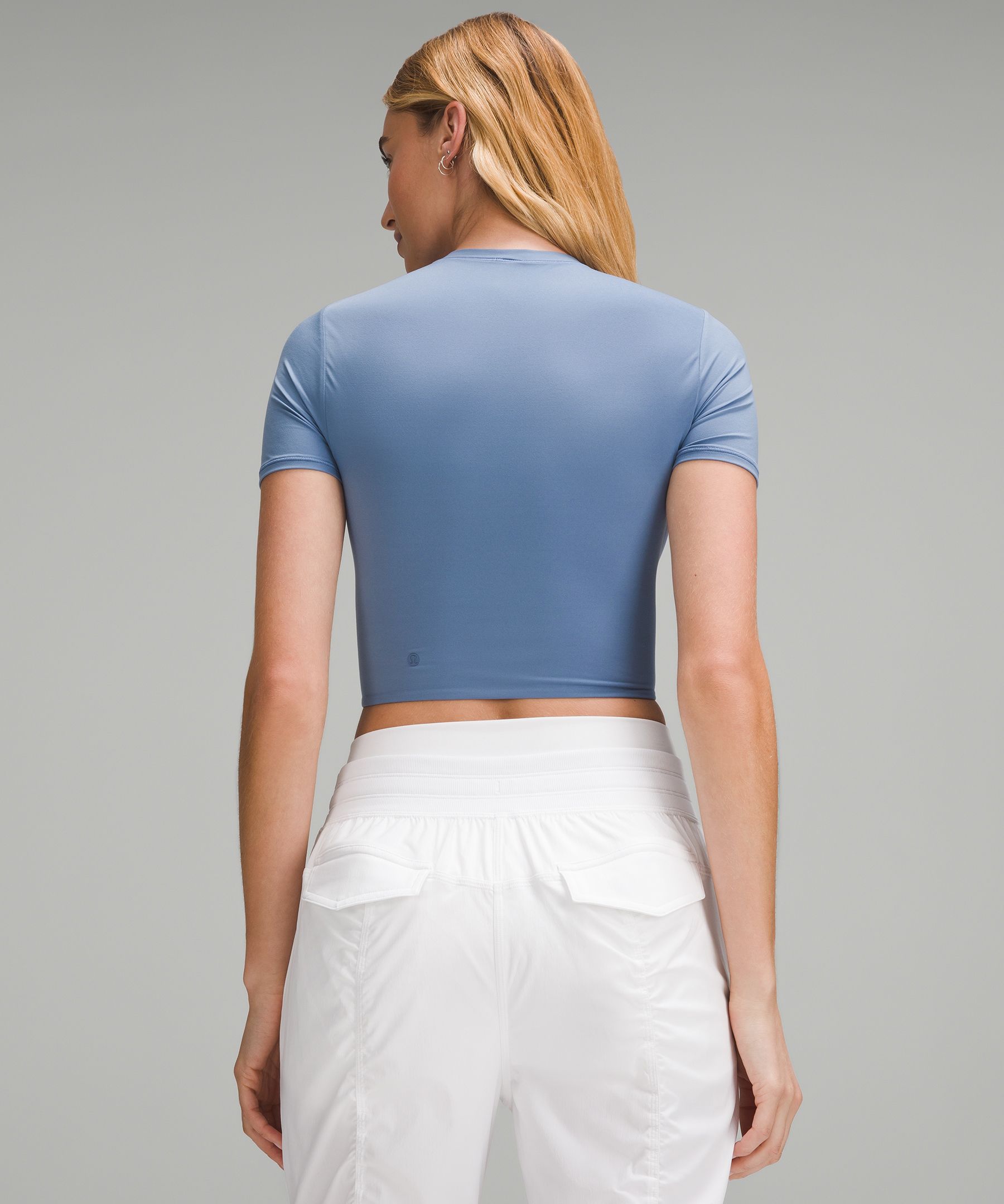 Shop Lululemon Wundermost Ultra-soft Nulu Crewneck Cropped T-shirt