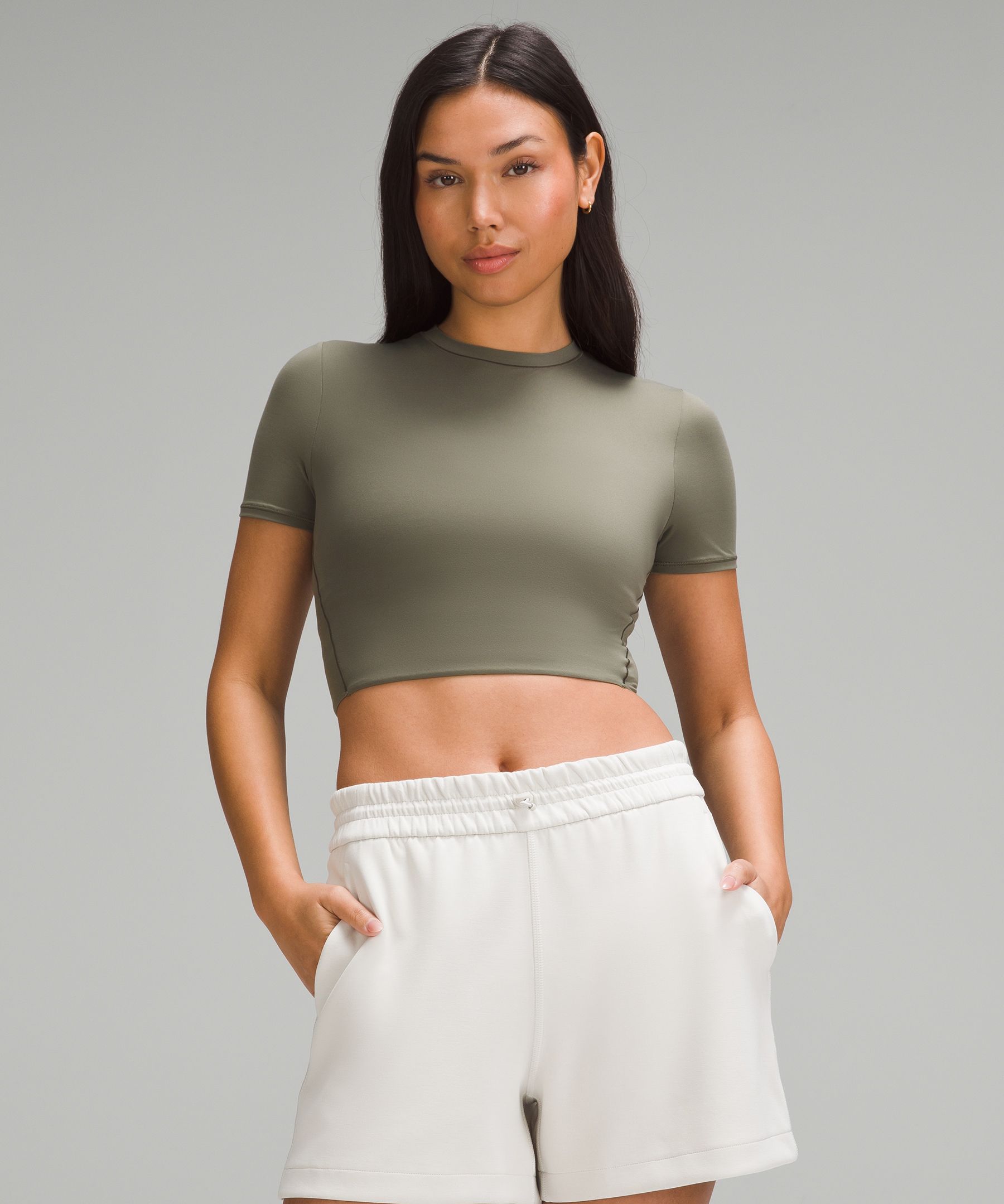 Wundermost Ultra-Soft Nulu Crewneck Cropped T-Shirt