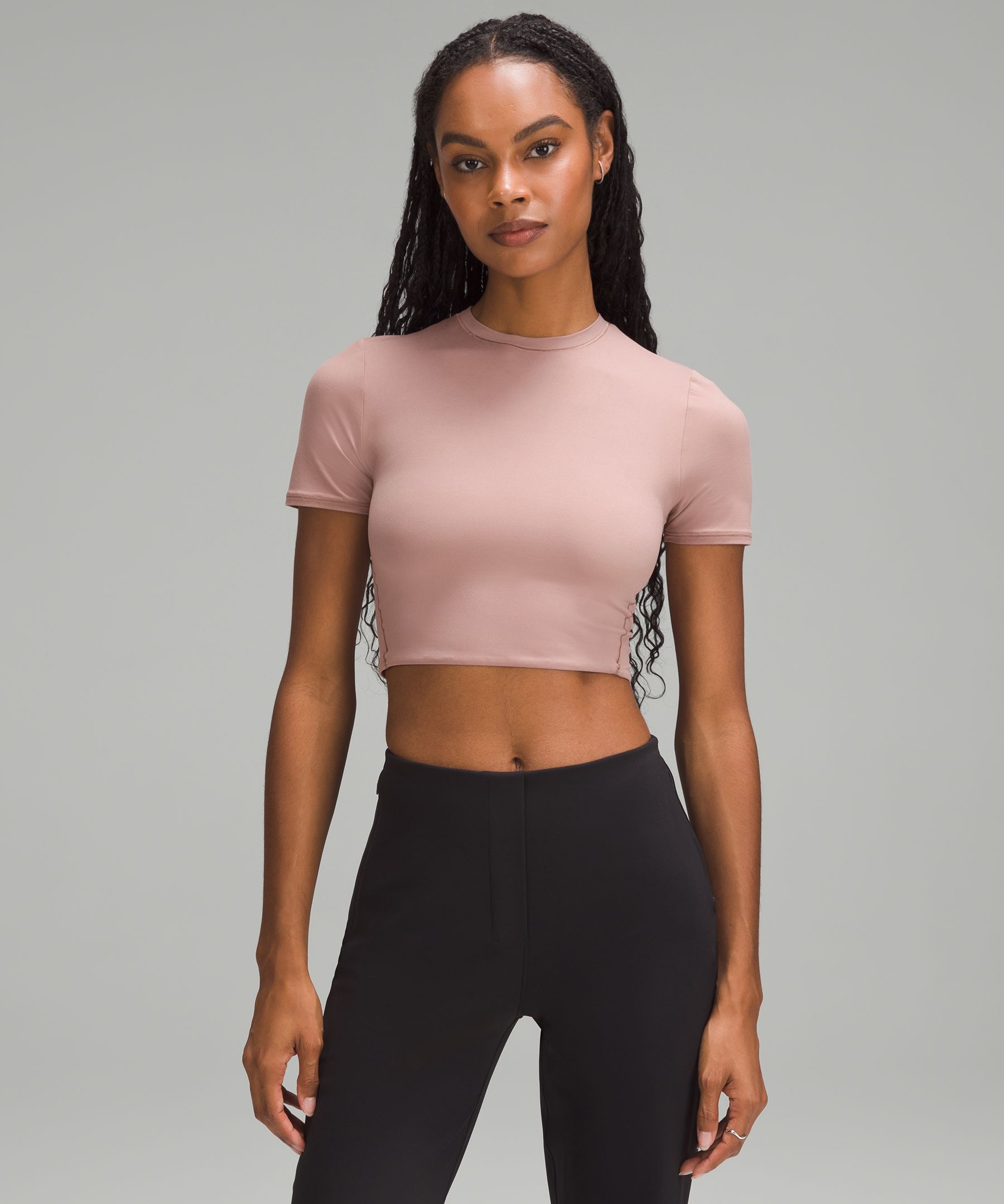 lululemon athletica Wundermost Ultra-soft Nulu Crewneck Cropped T-shirt in  Black