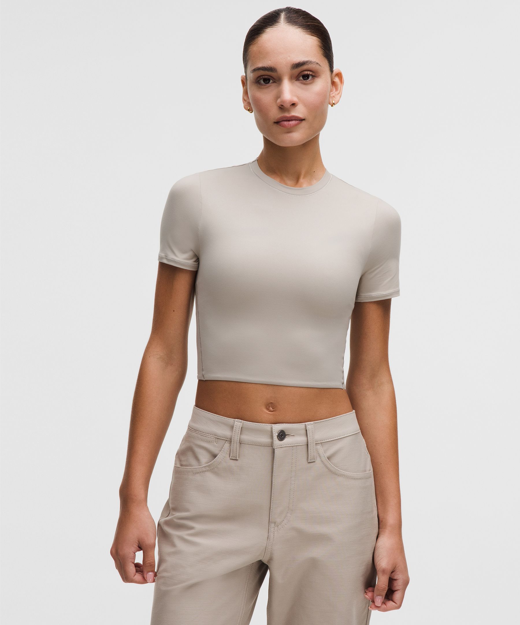 Wundermost Ultra-Soft Nulu Crewneck Cropped T-Shirt