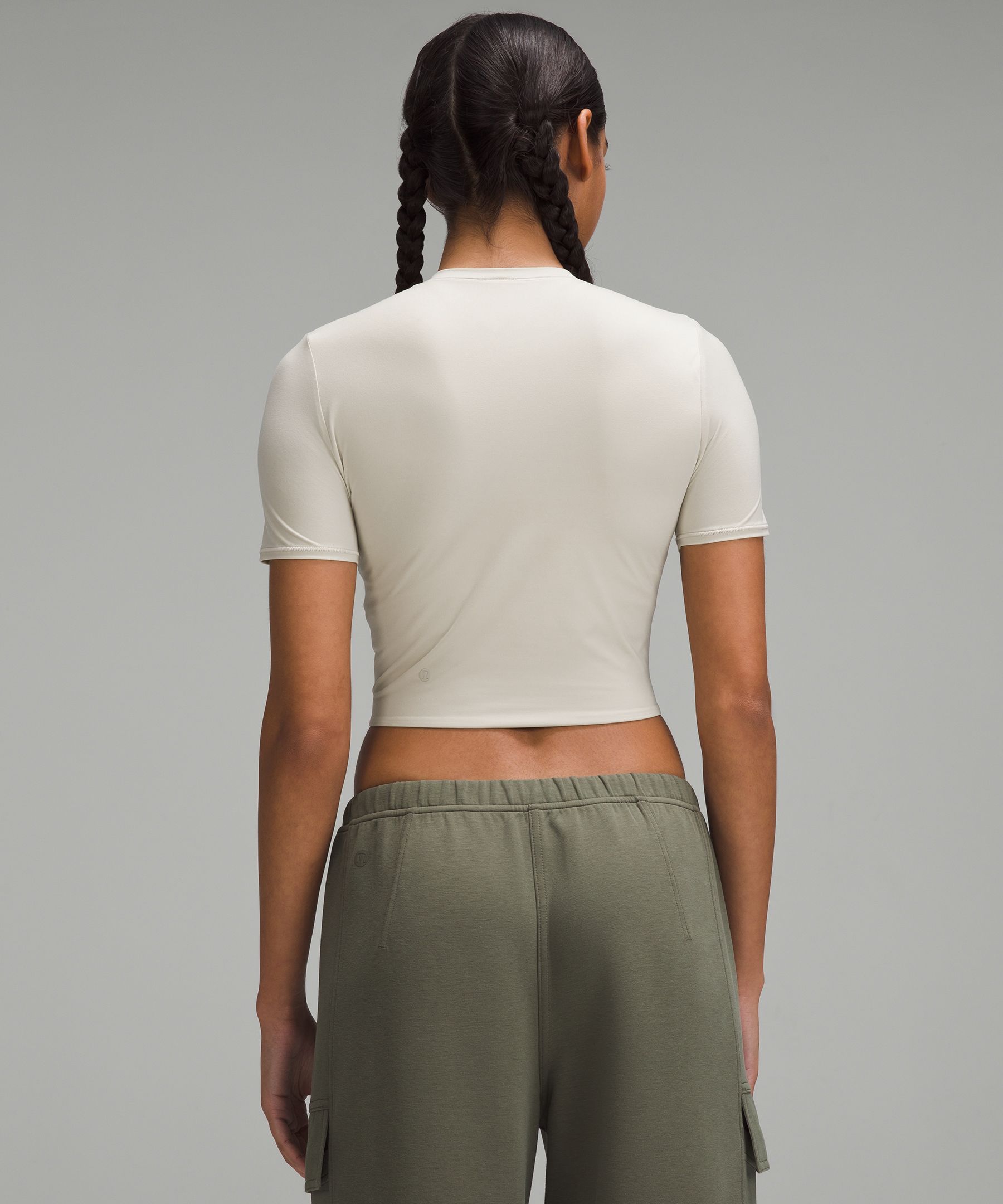 Shop Lululemon Wundermost Ultra-soft Nulu Crewneck Cropped T-shirt