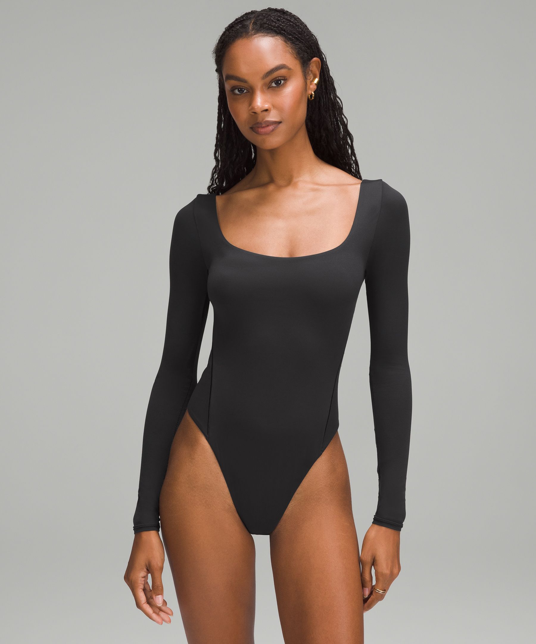 Black Body One Sleeve, Bodysuit Blue Long Sleeve