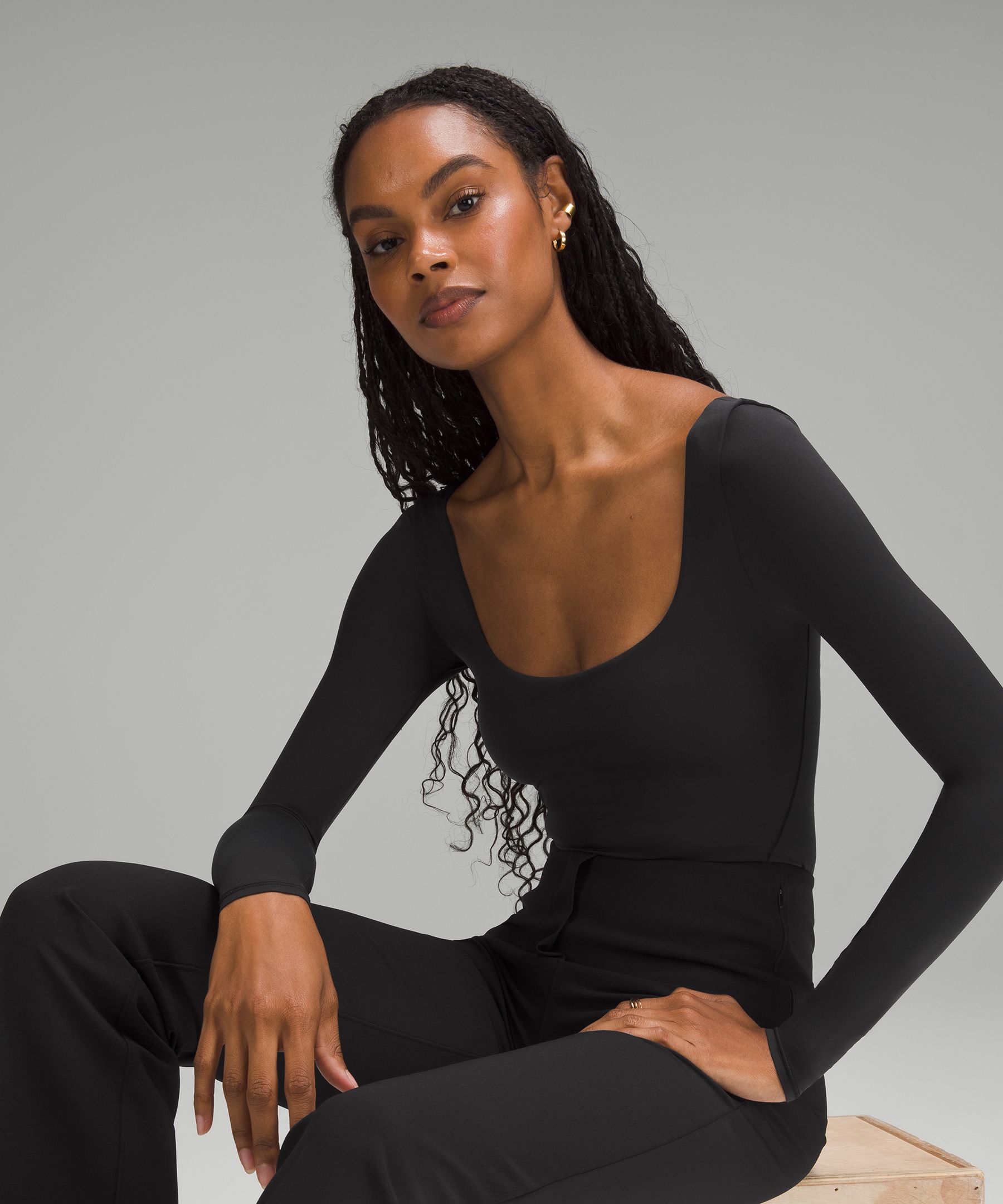 Square-neck silky bodysuit