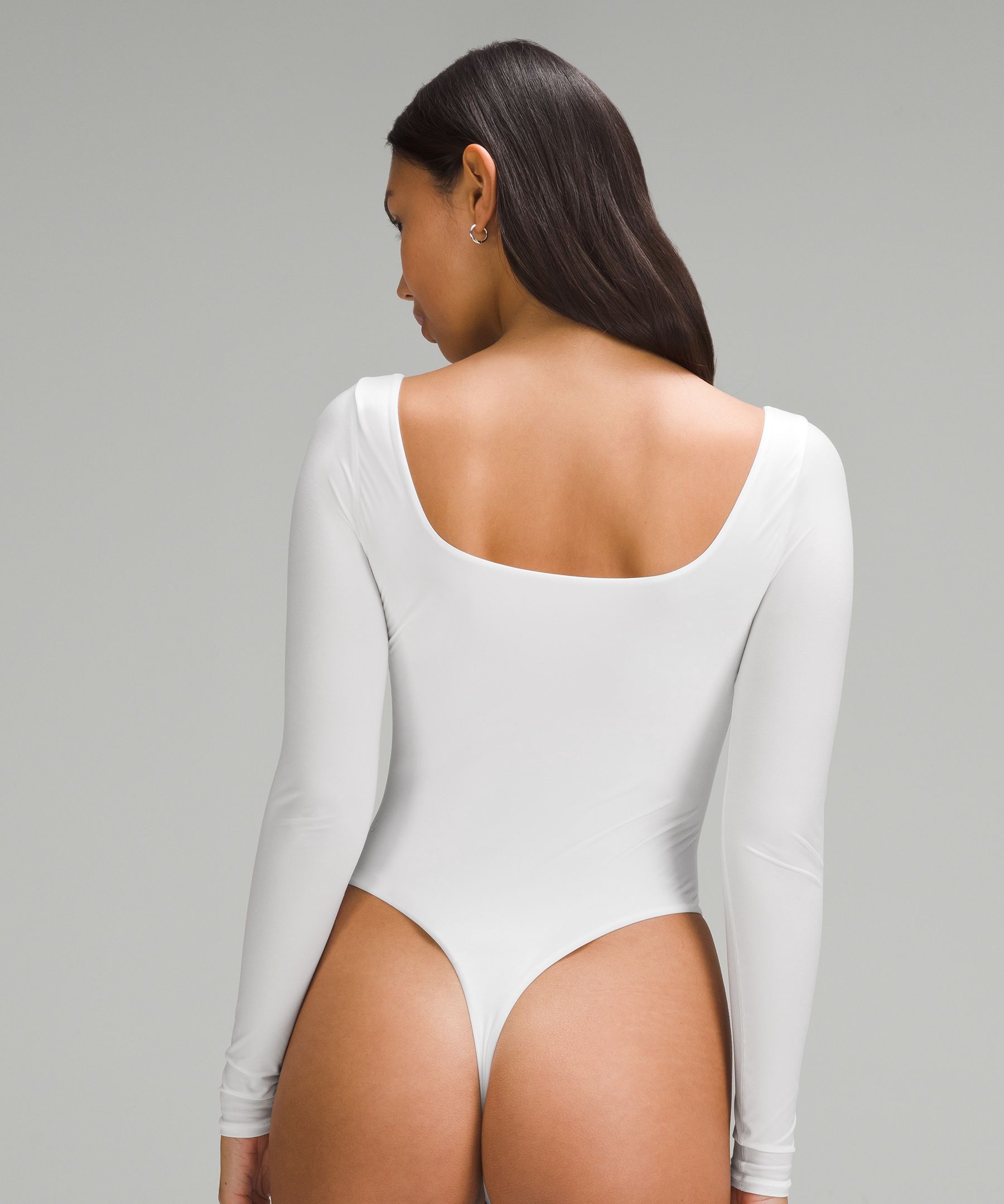 Shop Lululemon Wundermost Bodysuit - Ultra-soft Nulu Square-neck Long-sleeve Bodysuit