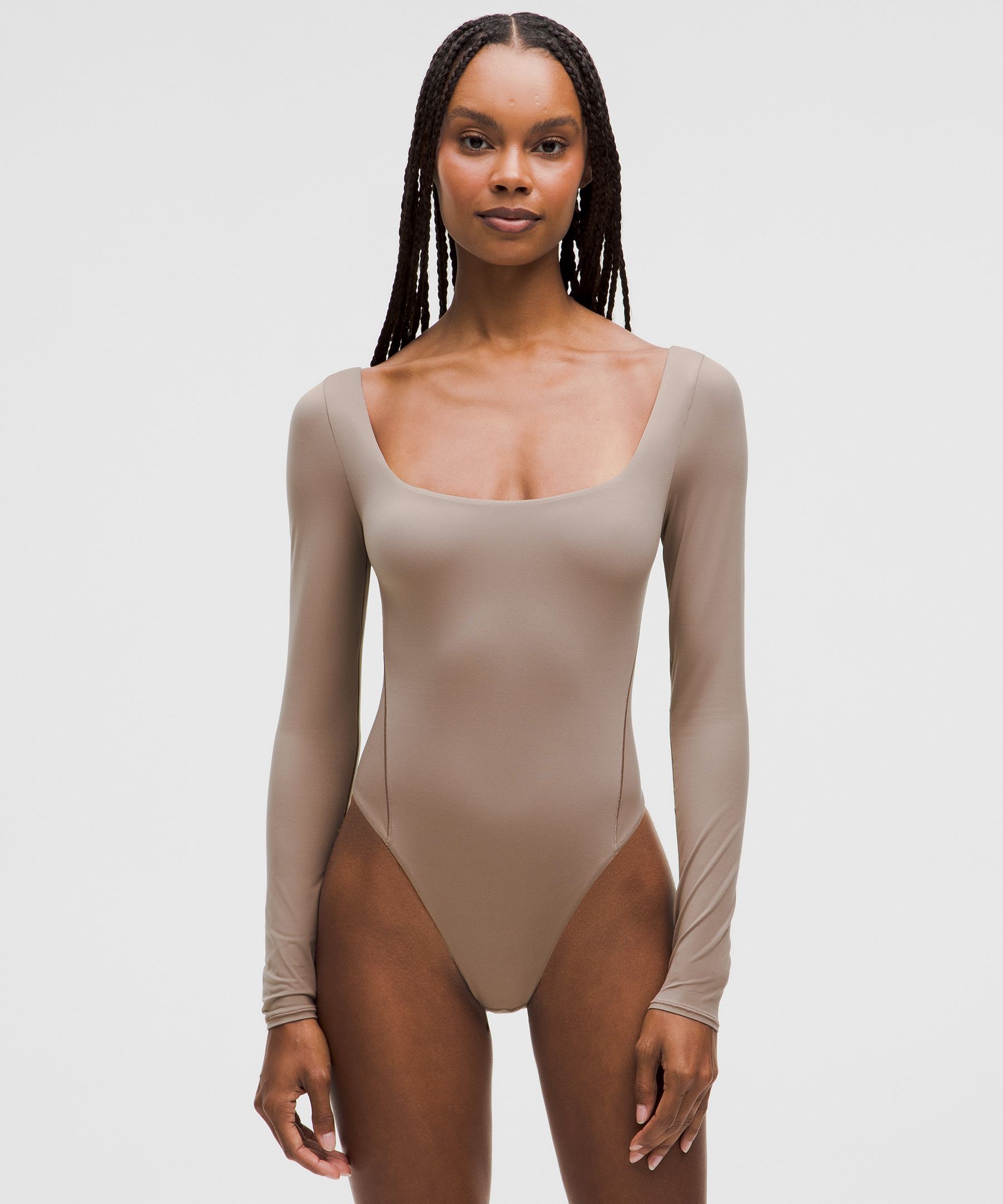 Wundermost Ultra Soft Nulu Square Neck Long Sleeve Bodysuit