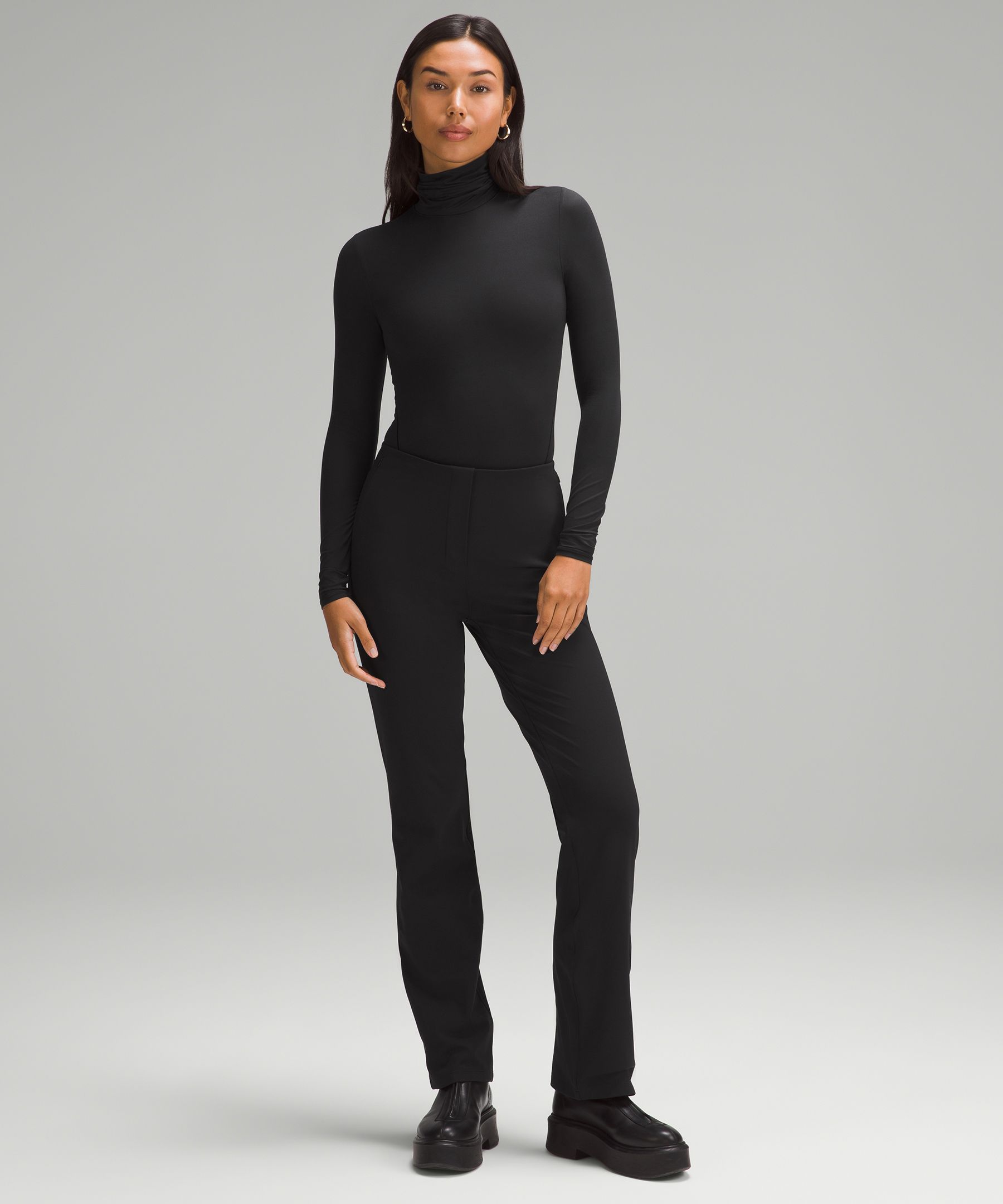 FAKKDUK Turtleneck Bodysuit for Women Knitted Lined , Long Sleeve