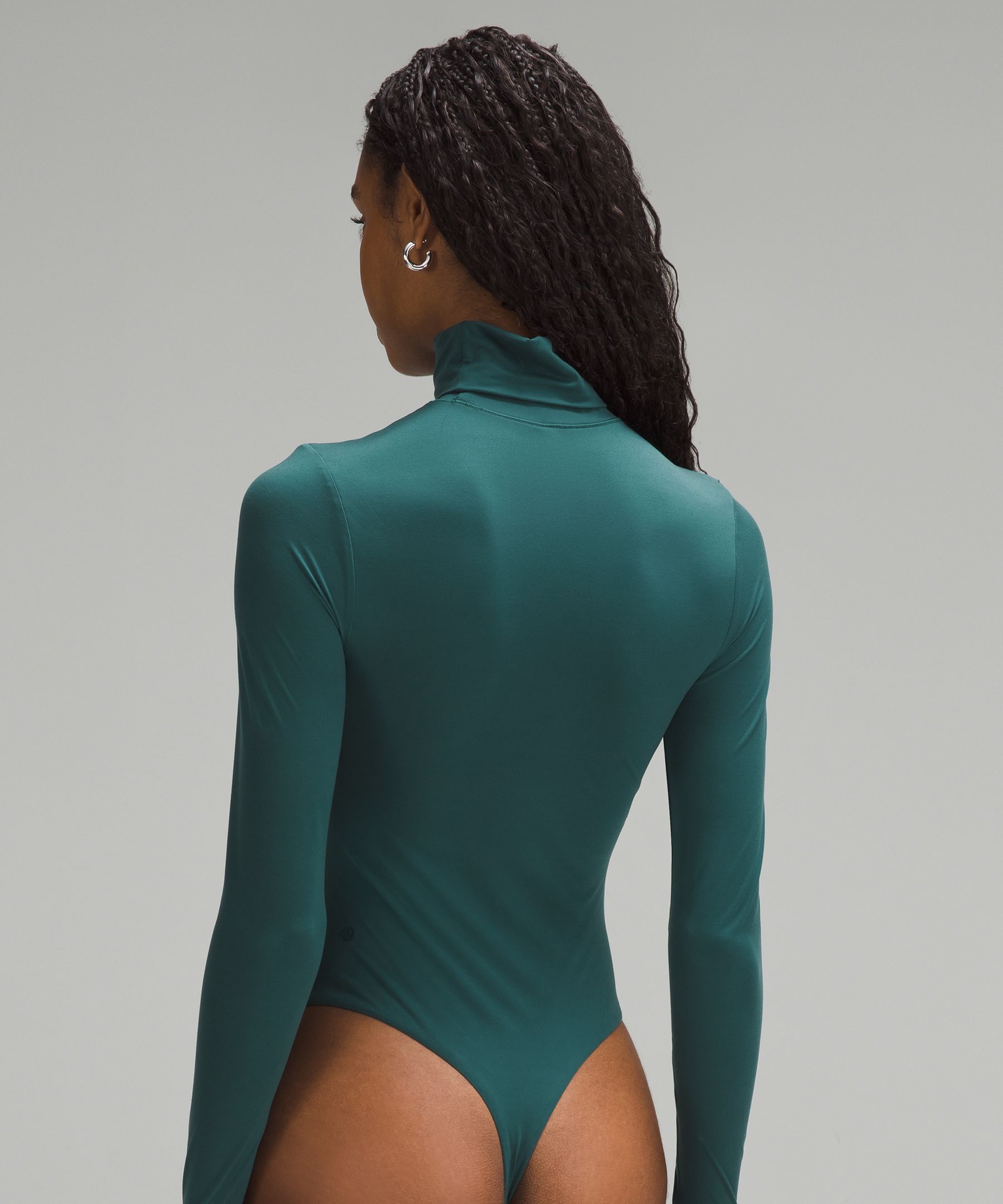 Teal Woven Collared Deep Plunge Bodysuit