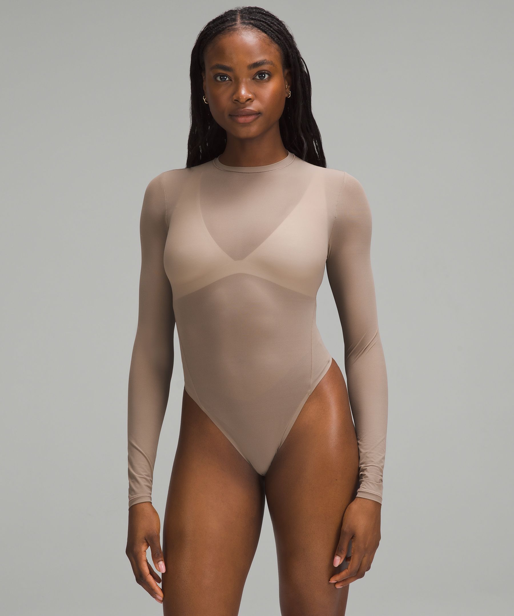 Shop Lululemon Nulu Mesh Long-sleeve Crewneck Bodysuit