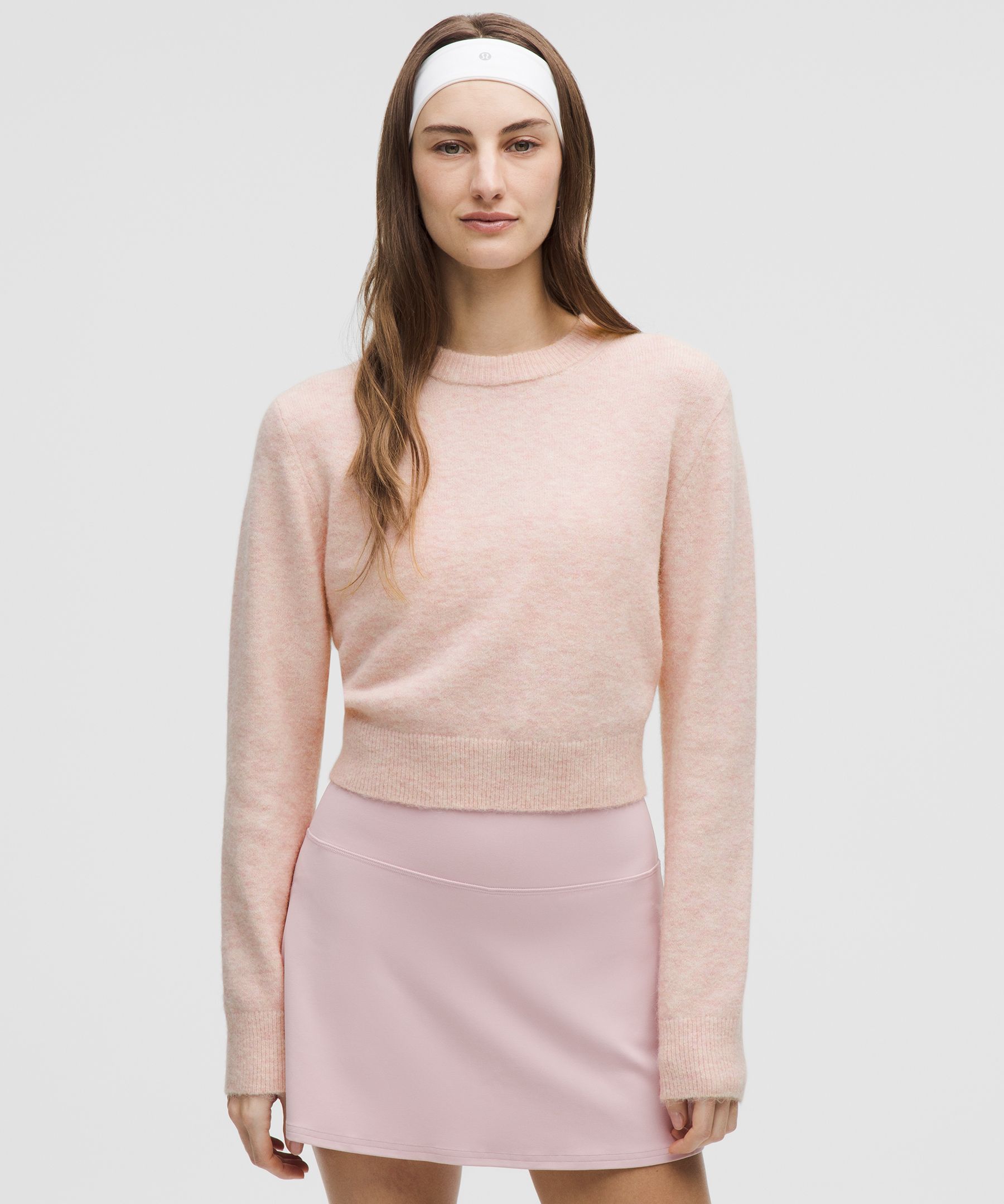 Alpaca Wool-Blend Cropped Sweater - Pink,Pastel