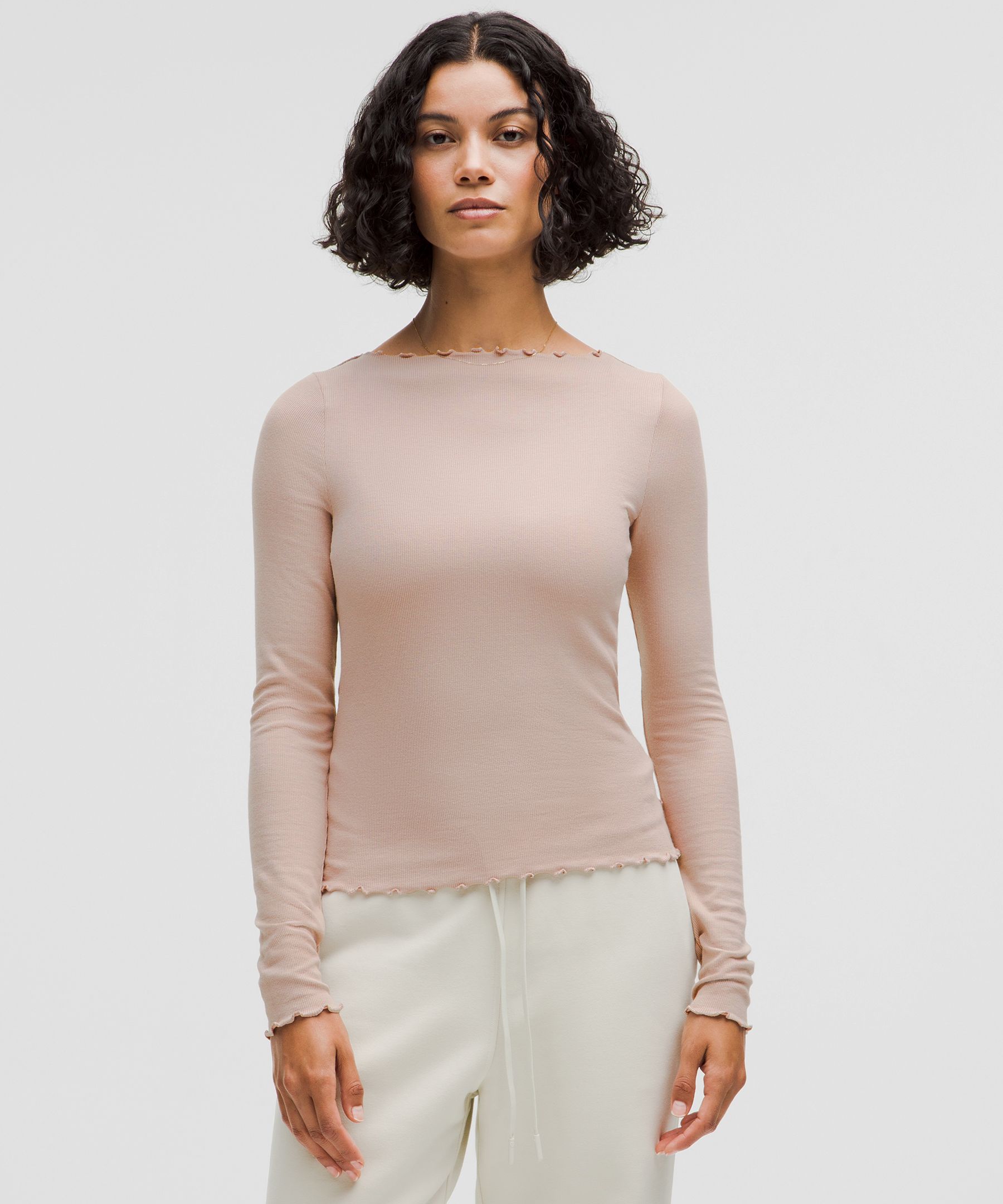 Lululemon Hold Tight Lettuce-edge Boatneck Long-sleeve Shirt In Gray