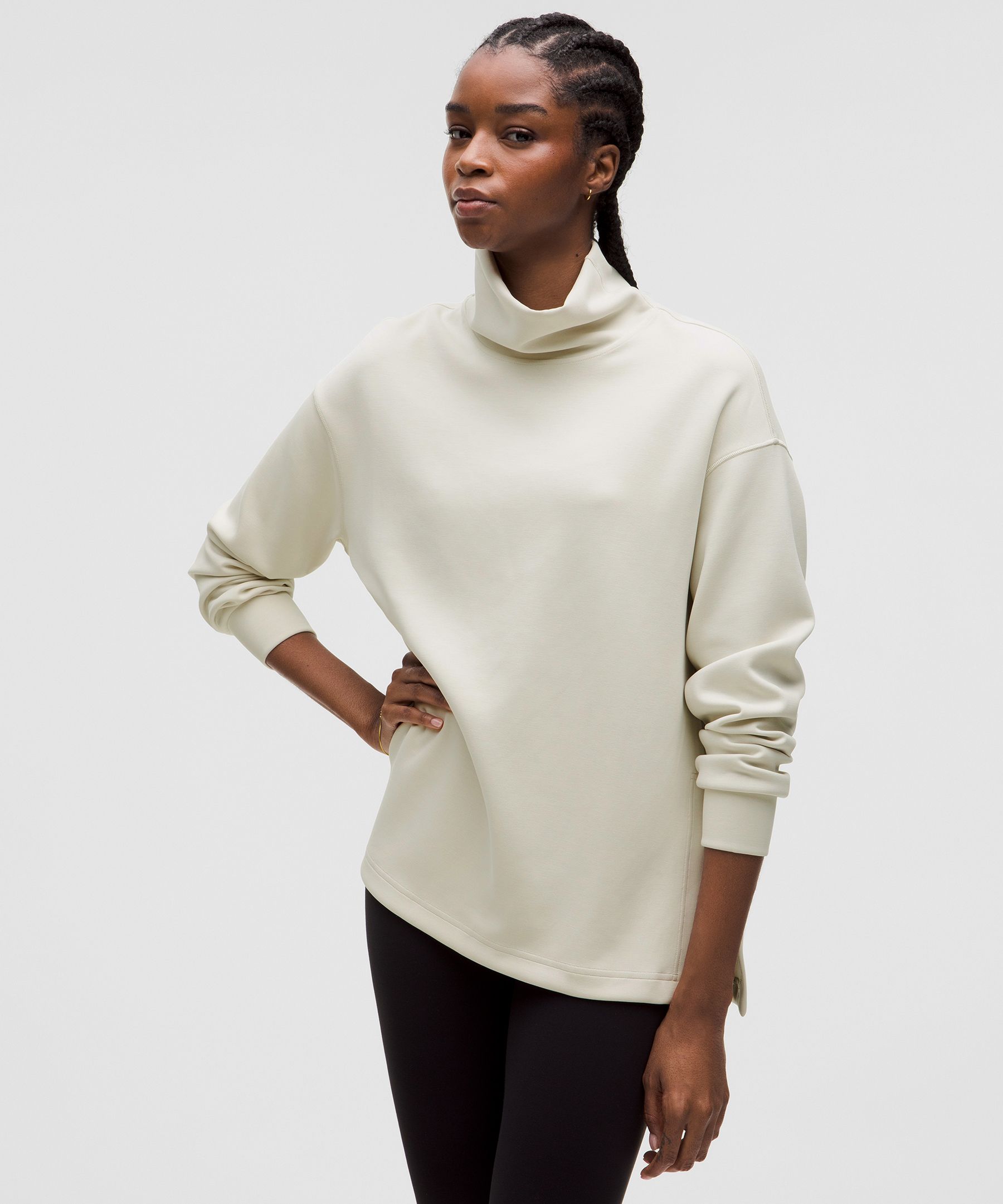 Softstreme Funnel-Neck Long Pullover - White,Neutral