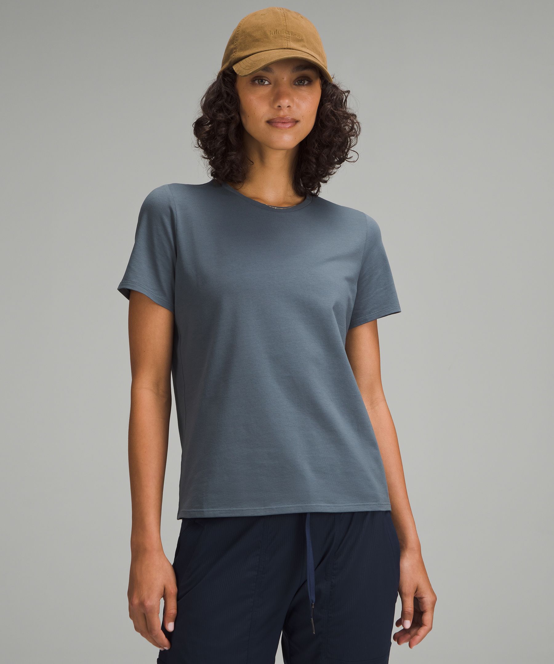 lululemon – Women's Organic Cotton Straight-Hem Crewneck T-Shirt – Color Grey/Blue – Size 2XS