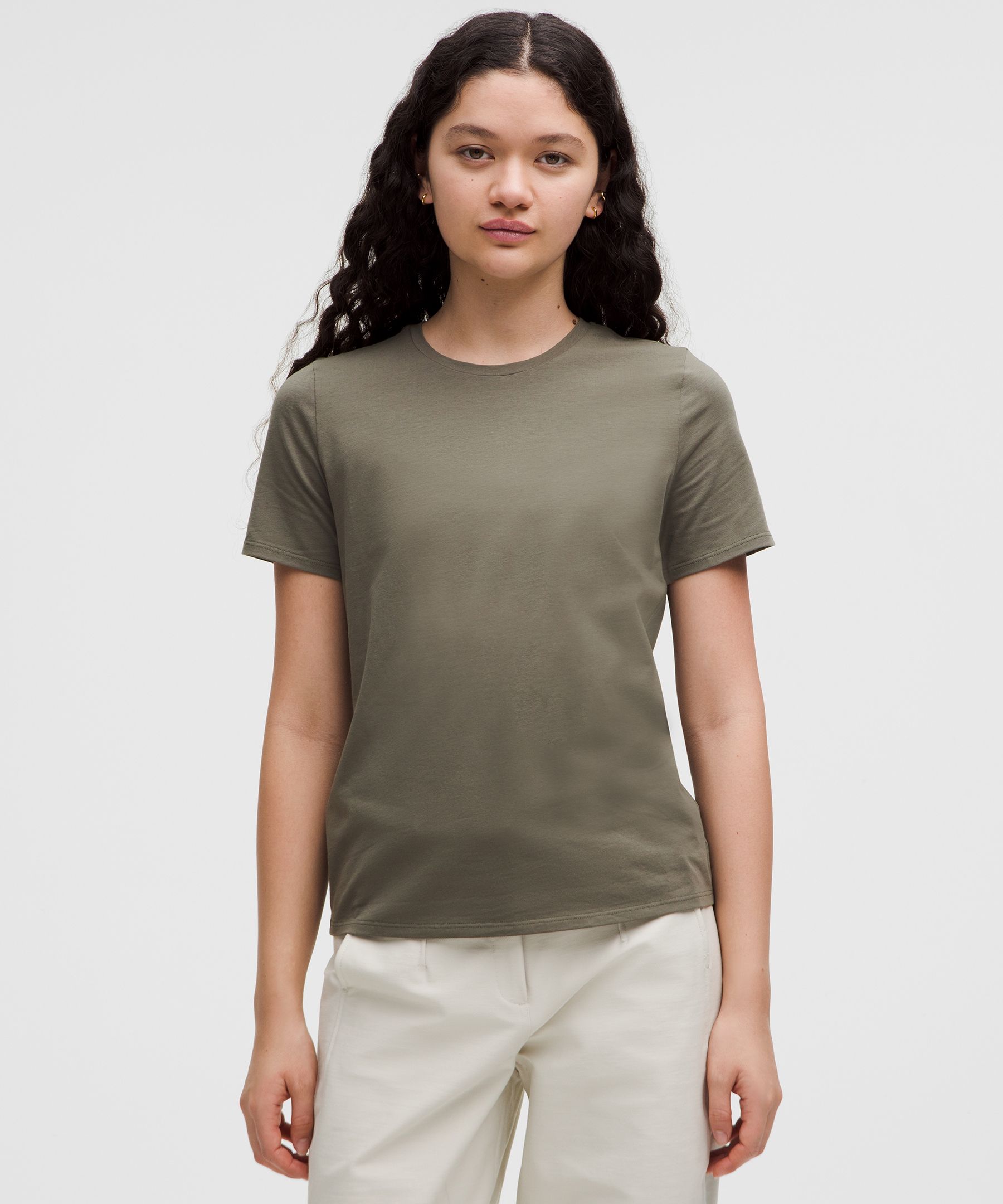 Organic Cotton Straight-Hem Crewneck T-Shirt - Olive