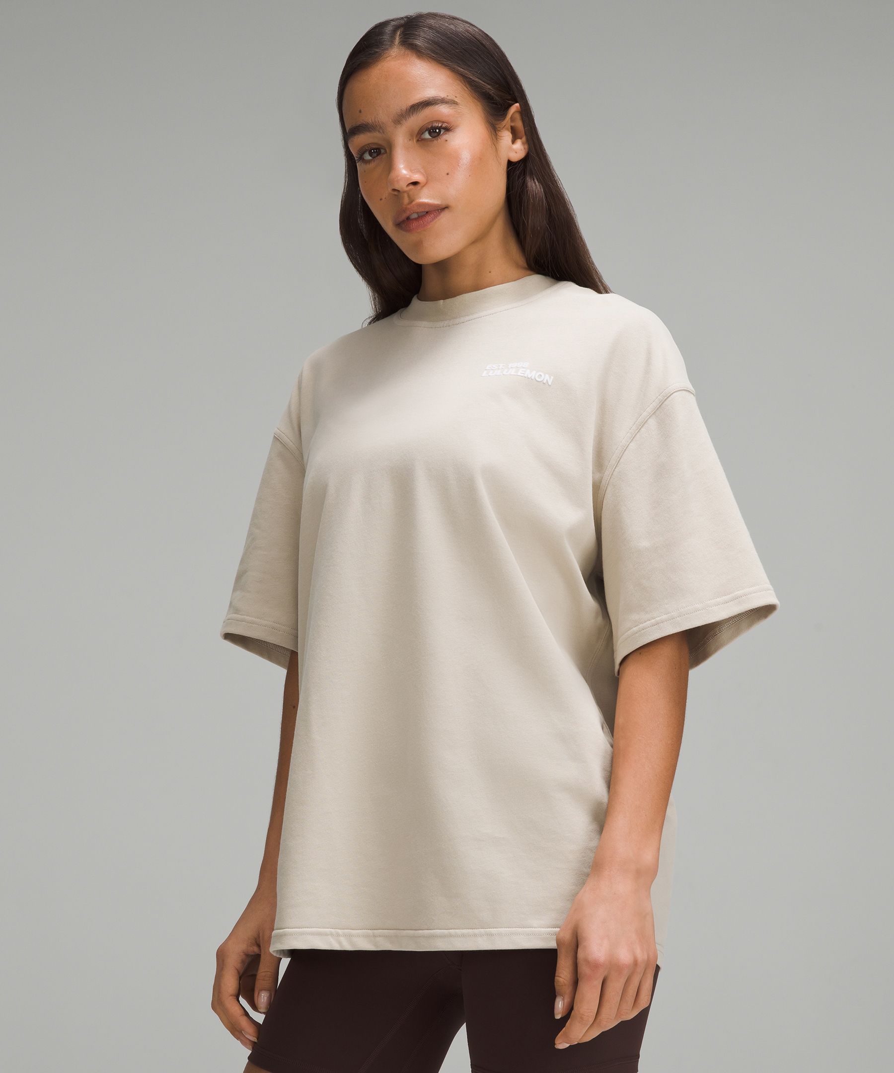 Shop Lululemon Brushed Heavyweight Cotton Crewneck T-shirt