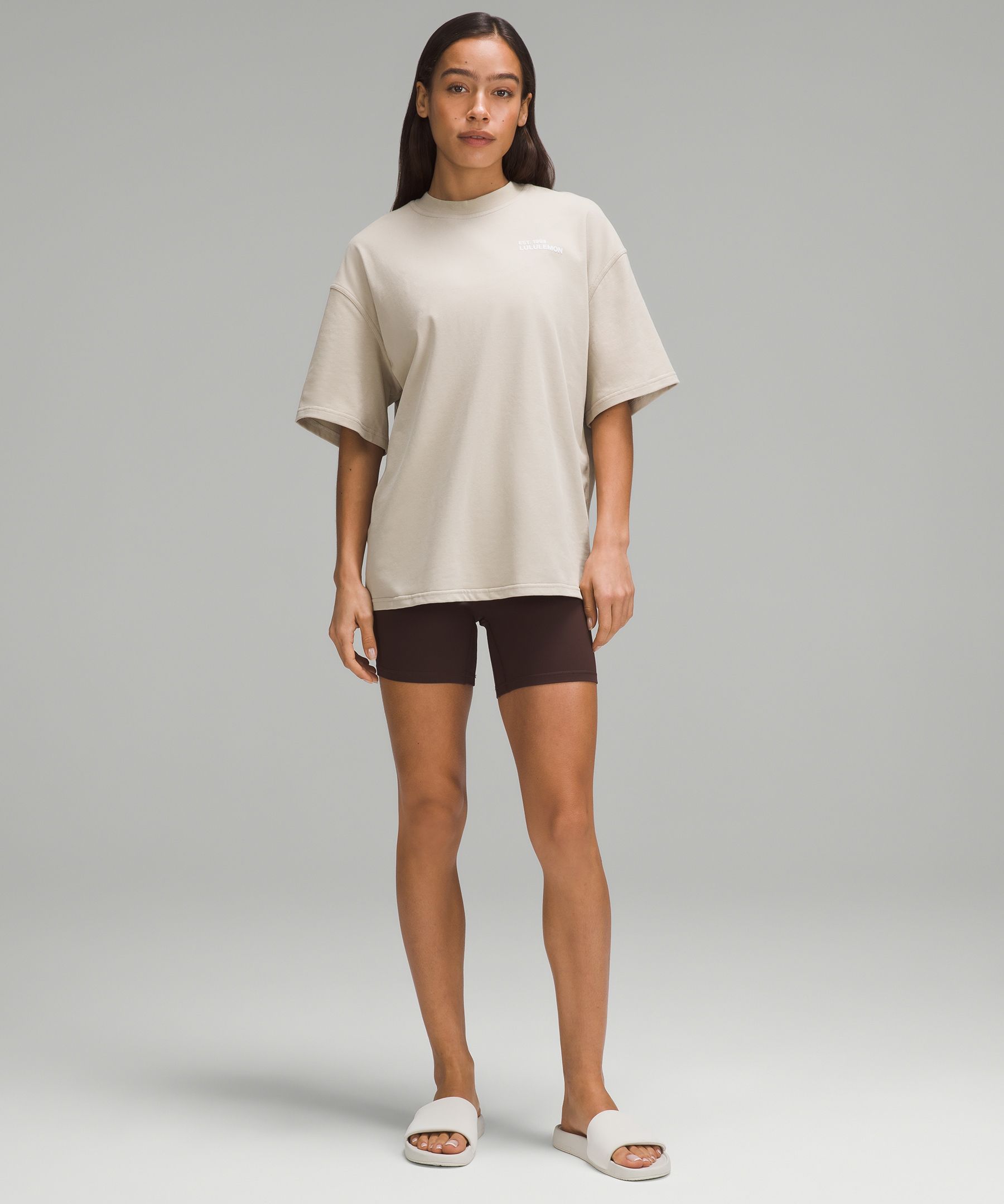 Shop Lululemon Brushed Heavyweight Cotton Crewneck T-shirt