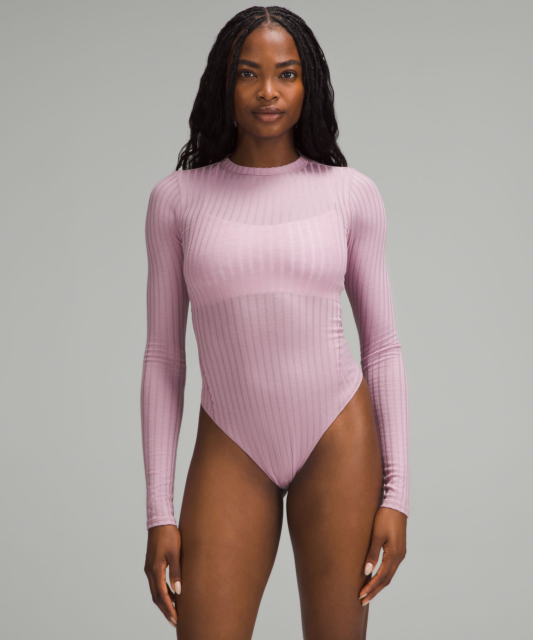 Wundermost Ribbed Wool Crewneck Long-Sleeve Bodysuit