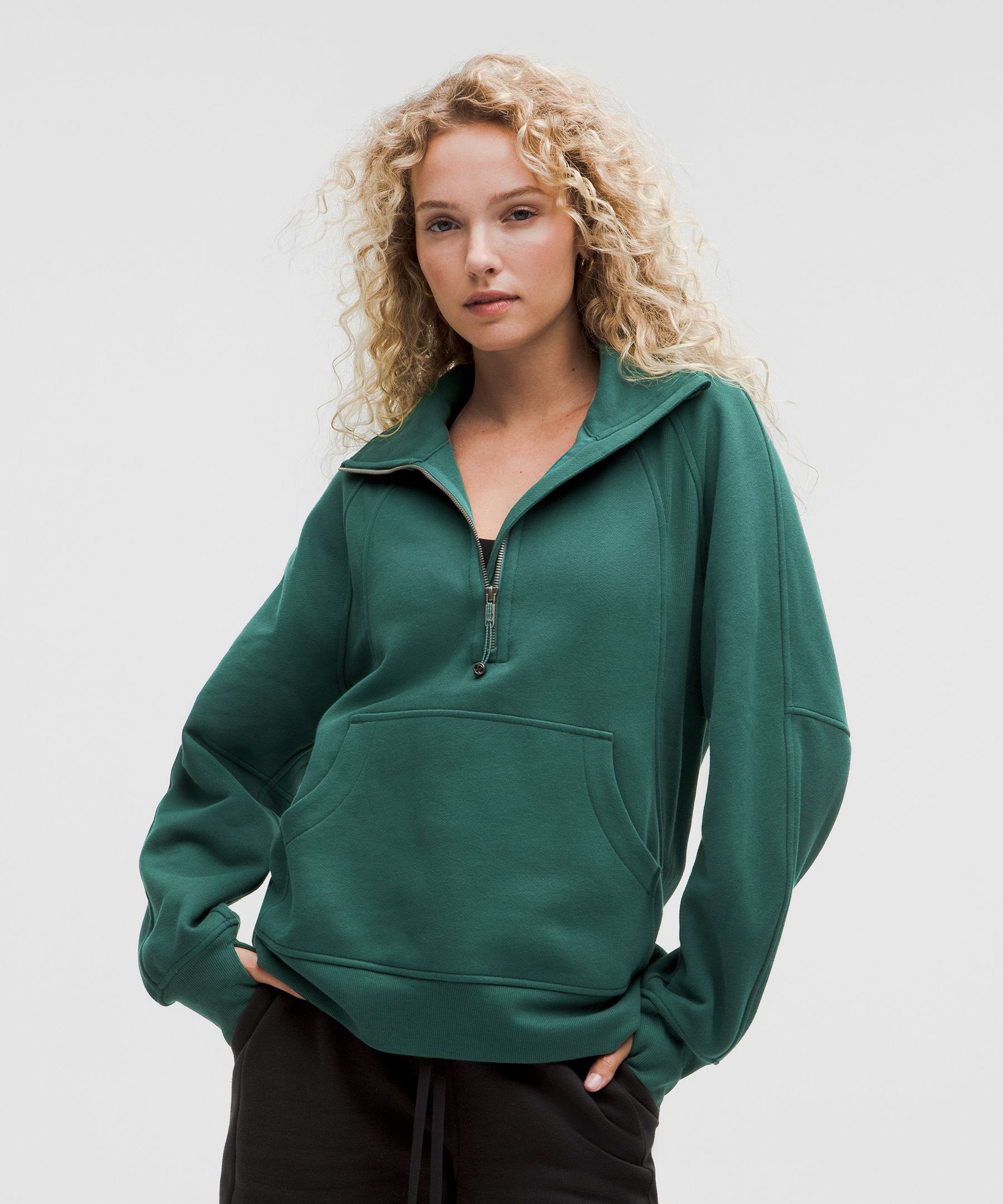 Scuba Oversized Funnel-Neck Half Zip Long