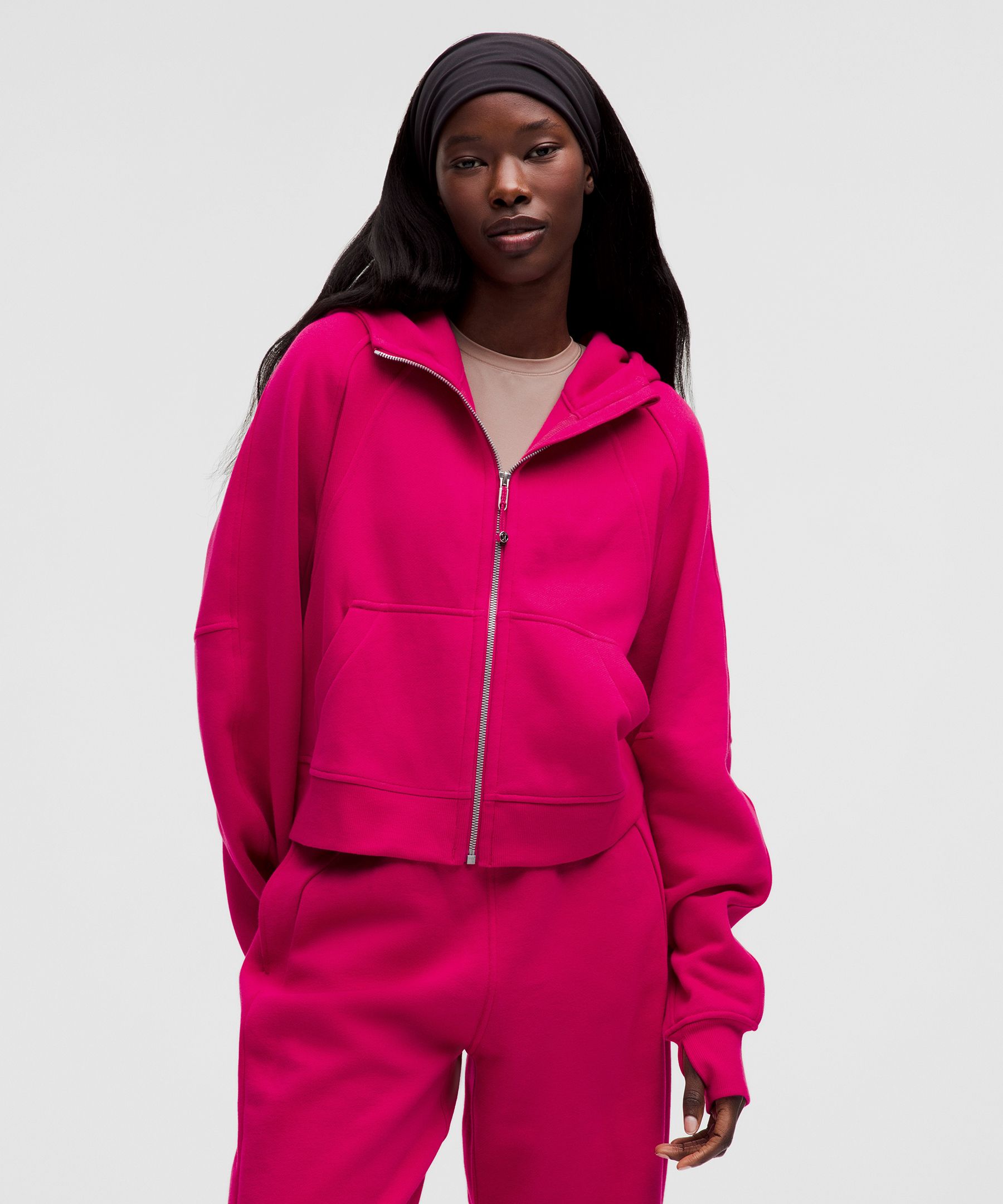 Scuba Oversized Full-Zip Hoodie - Pink