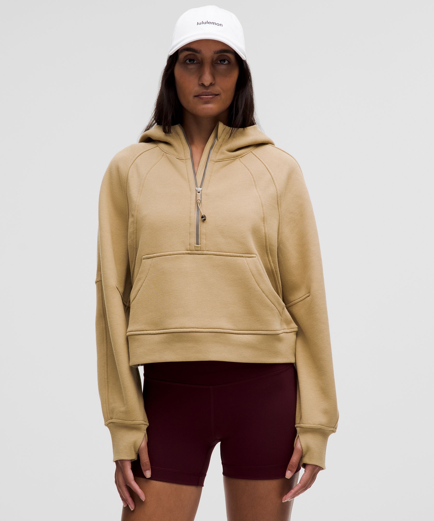 Scuba Oversized Half-Zip Hoodie - Brown,Neutral