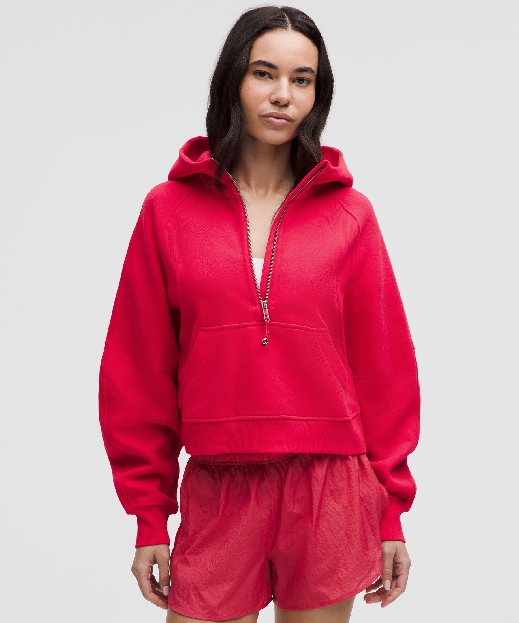 Scuba Oversized Half-Zip Hoodie - Red