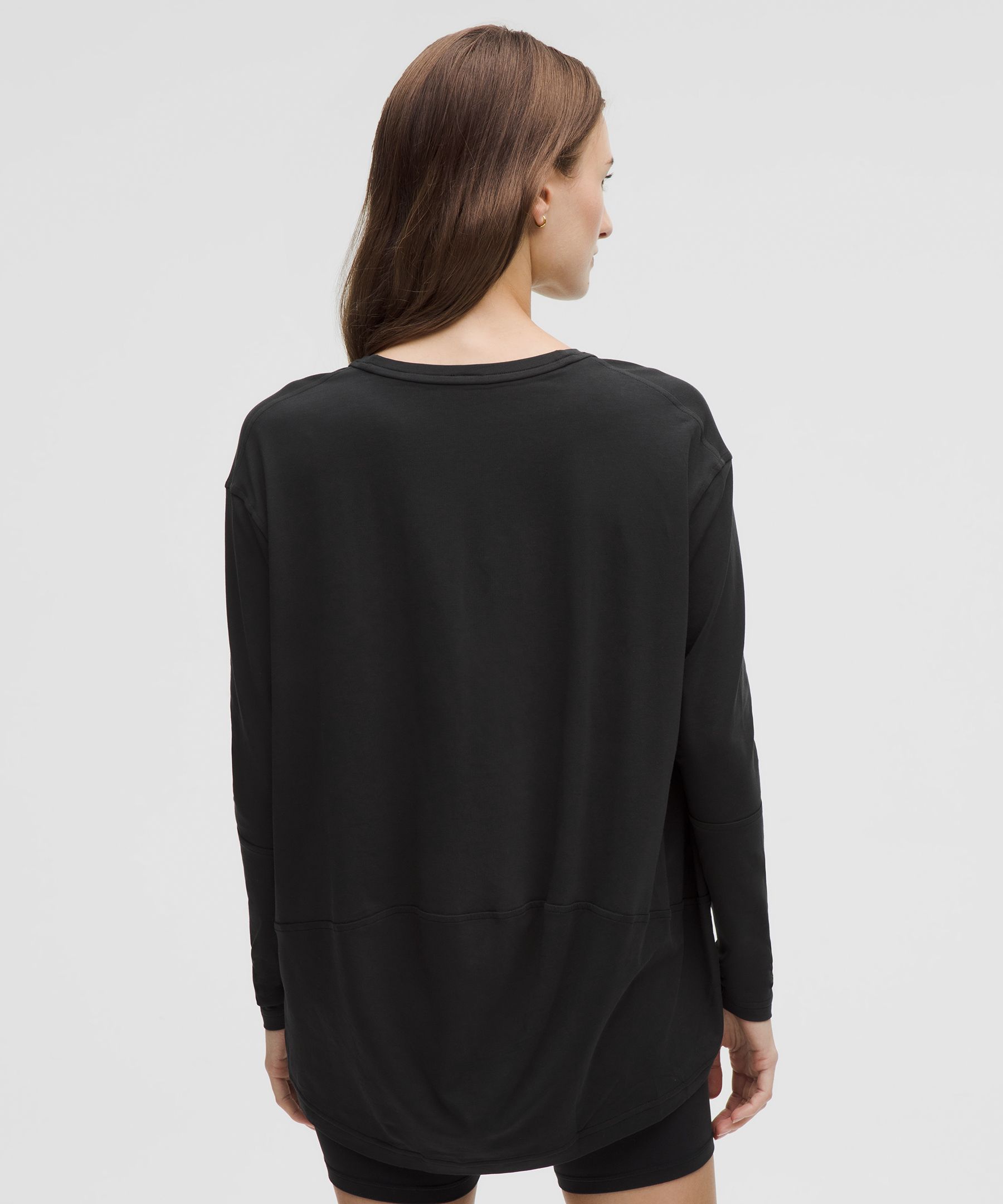 Lululemon Back In Action Long Sleeve Shirt Womens Black Relaxed Fit Soft Size  10